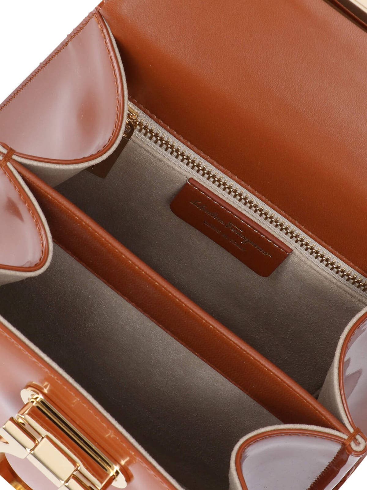 Shop Ferragamo Iconic S Handbag In Brown