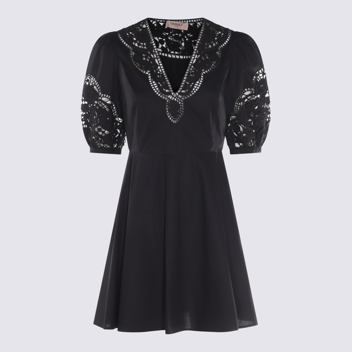 Shop Twinset Black Cotton Mini Dress