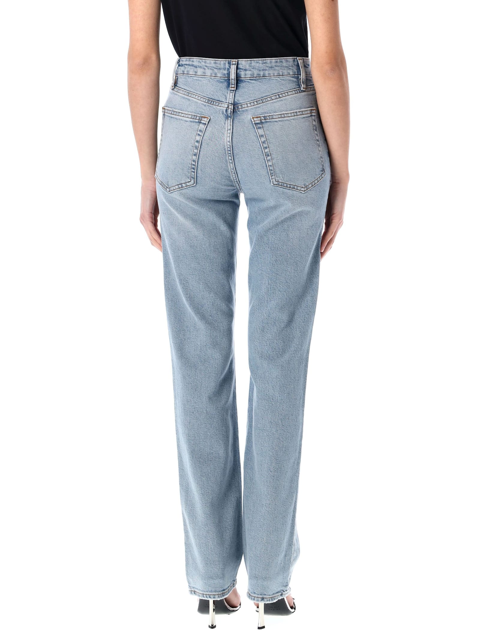Frame The Staple High Waist Straight Leg Jeans In Dolly Light Blue