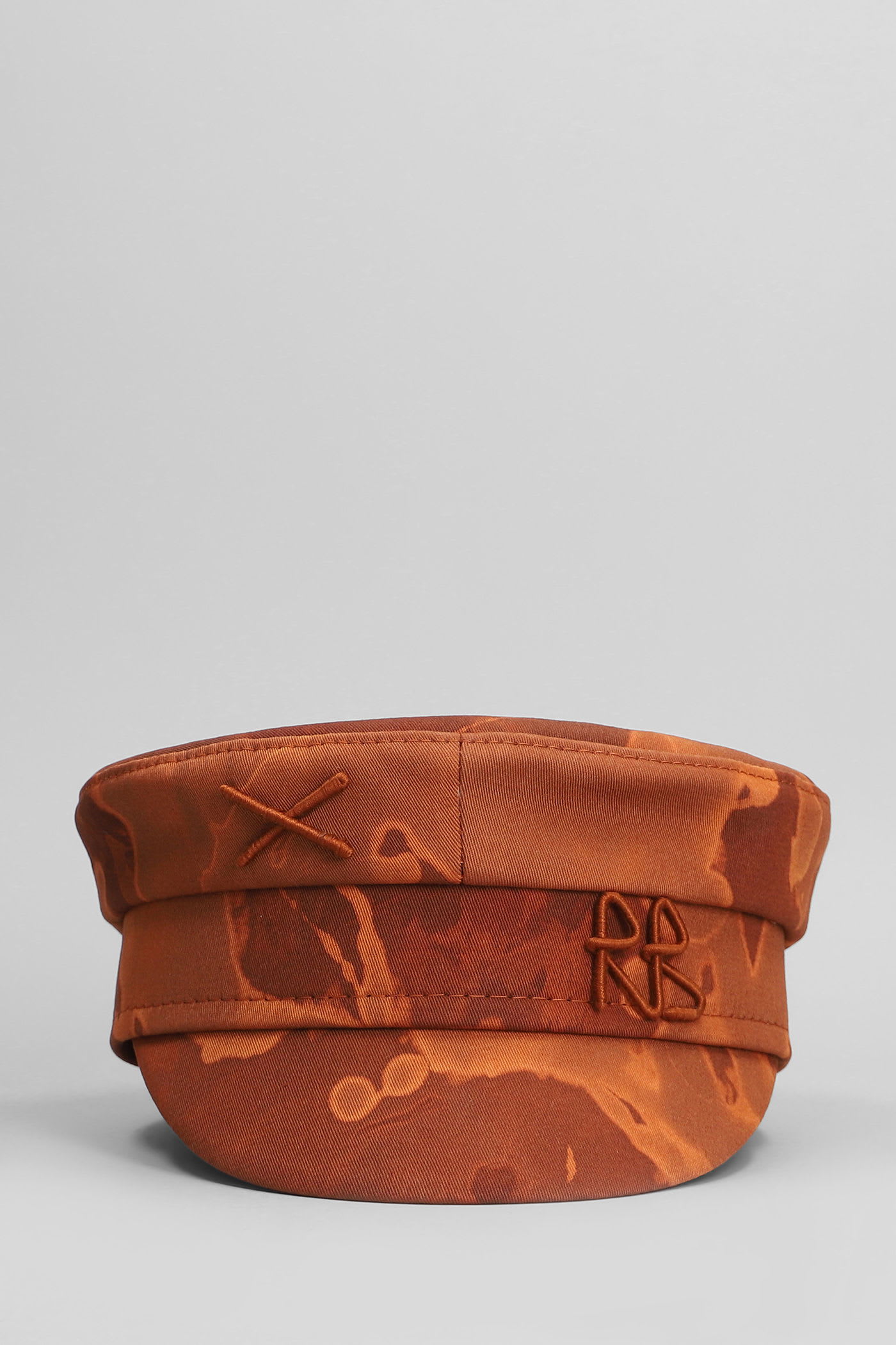 Ruslan Baginskiy Baker Boy Hats In Orange Cotton In Brown