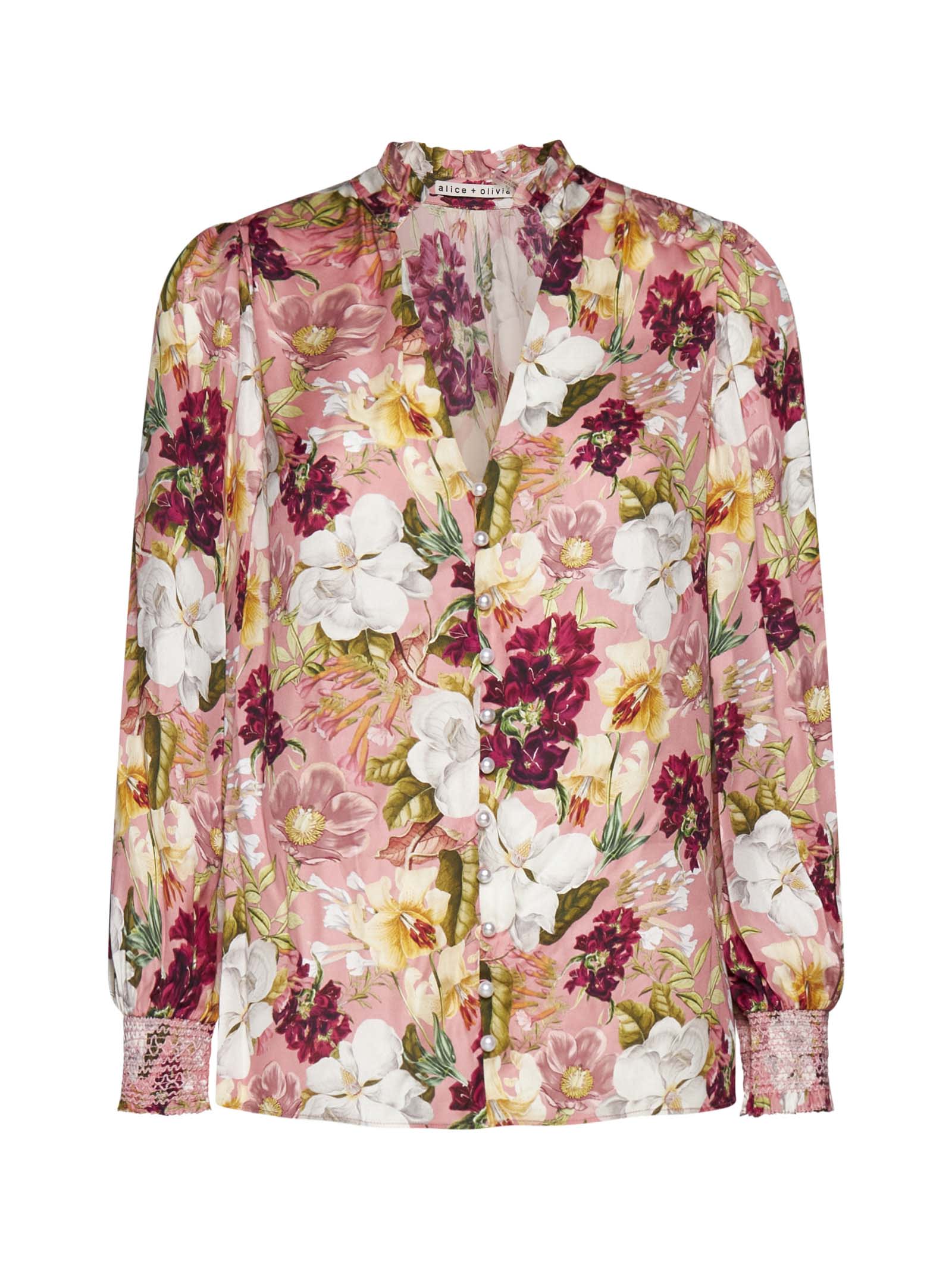 Shop Alice And Olivia Shirt In Juniper Floral Rose