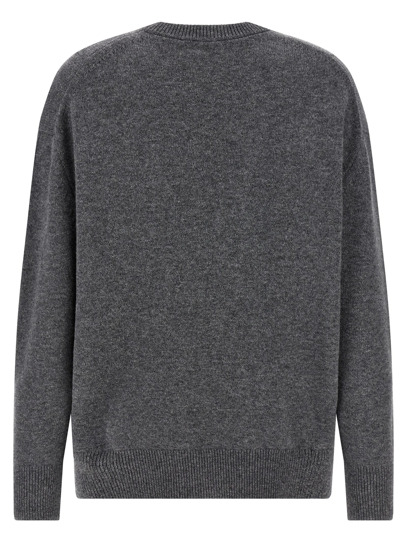 Jil Sander V-neck Long Sleeve Cashmere Knit Sweater In Gray