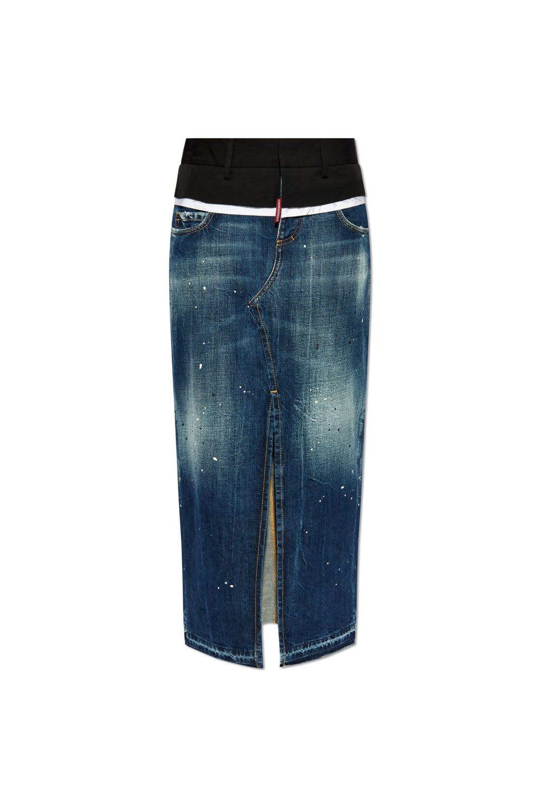 Shop Dsquared2 Frayed Edge Long Denim Skirt In Blue