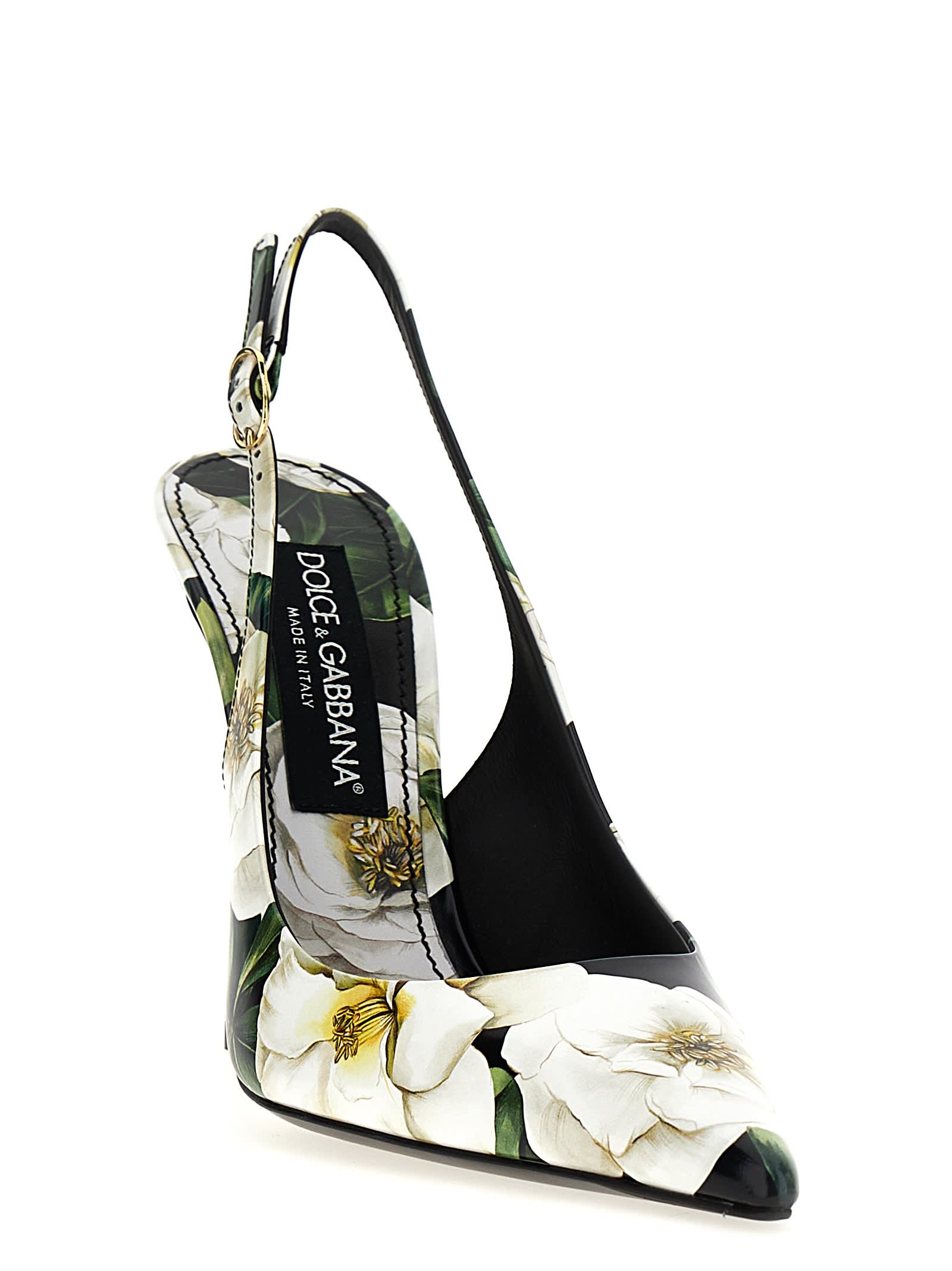 Dolce & Gabbana Printed Leather Slingback Pumps In Multicolor