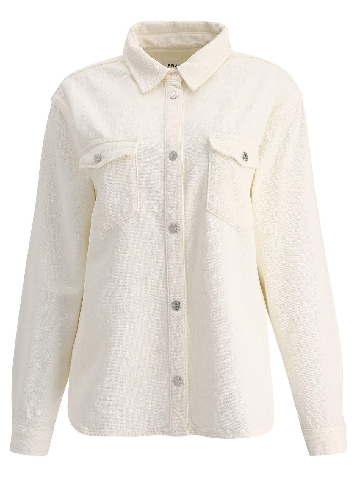 Shop Frame Long-sleeved Buttoned Shirt In Off White