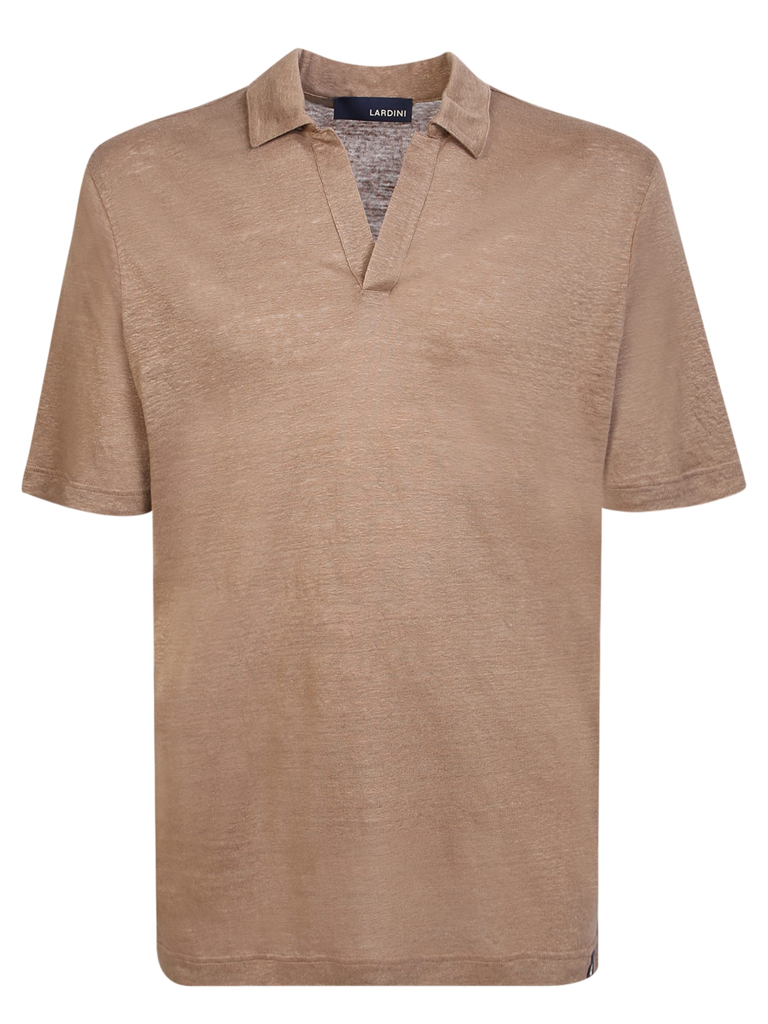 Shop Lardini Linen Polo Light Brown Shirt