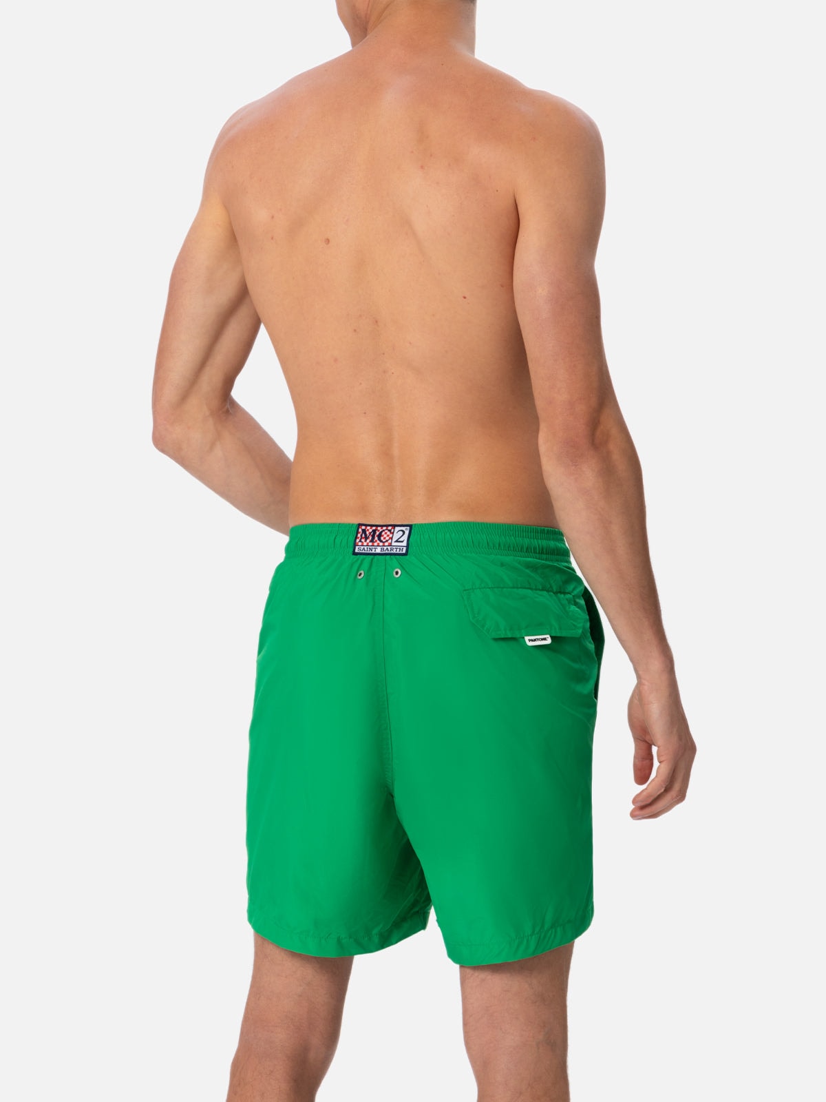Mc2 Saint Barth Man Lightweight Fabric Grass Green Swim-shorts Lighting Pantone Pantone Special Edition In Green