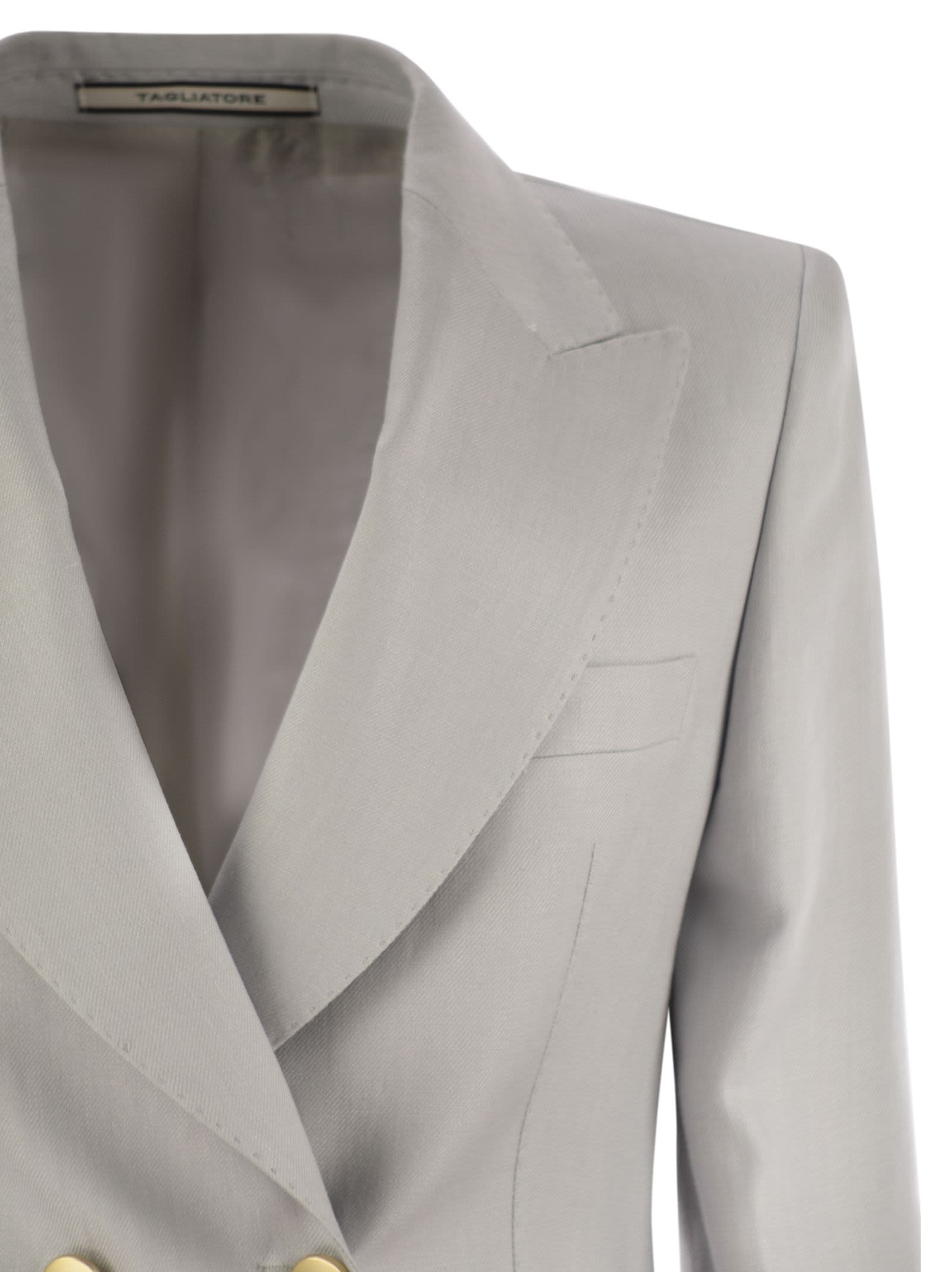 Tagliatore Women Linen Double-breasted Blazer In Light Grey
