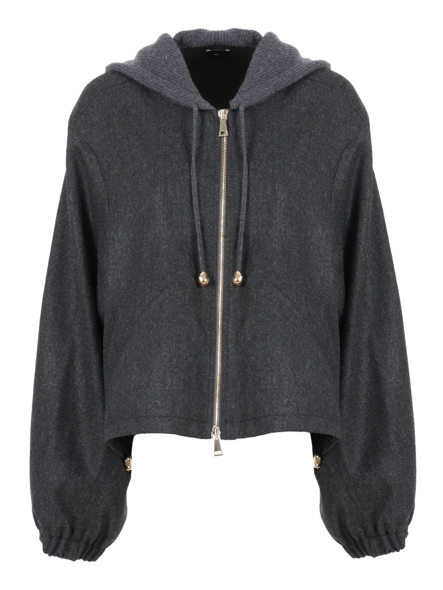 Fabiana Filippi Flannel Wide Bomber With Pepita Detail In Gray