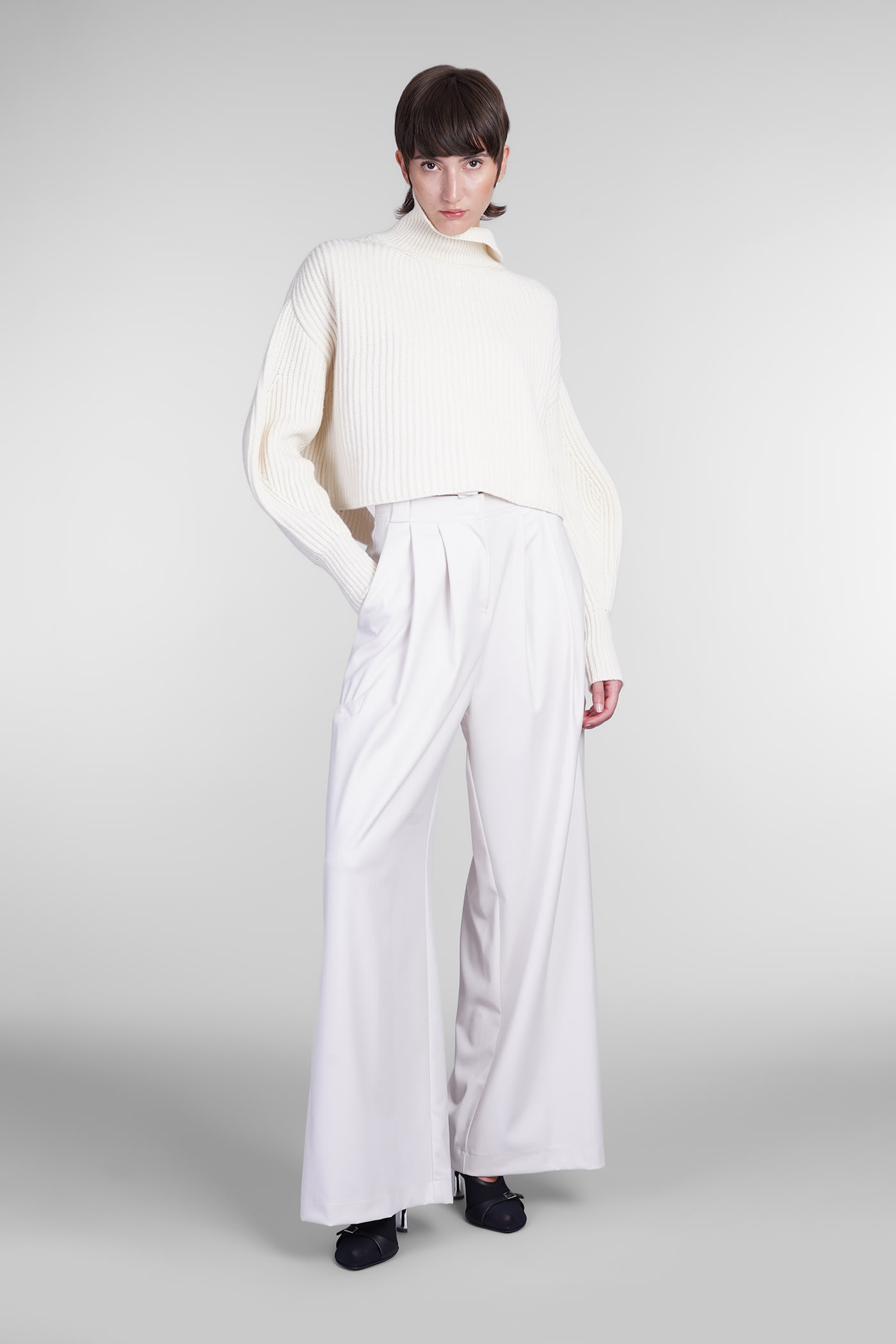 Shop Andreädamo Pants In White Polyester