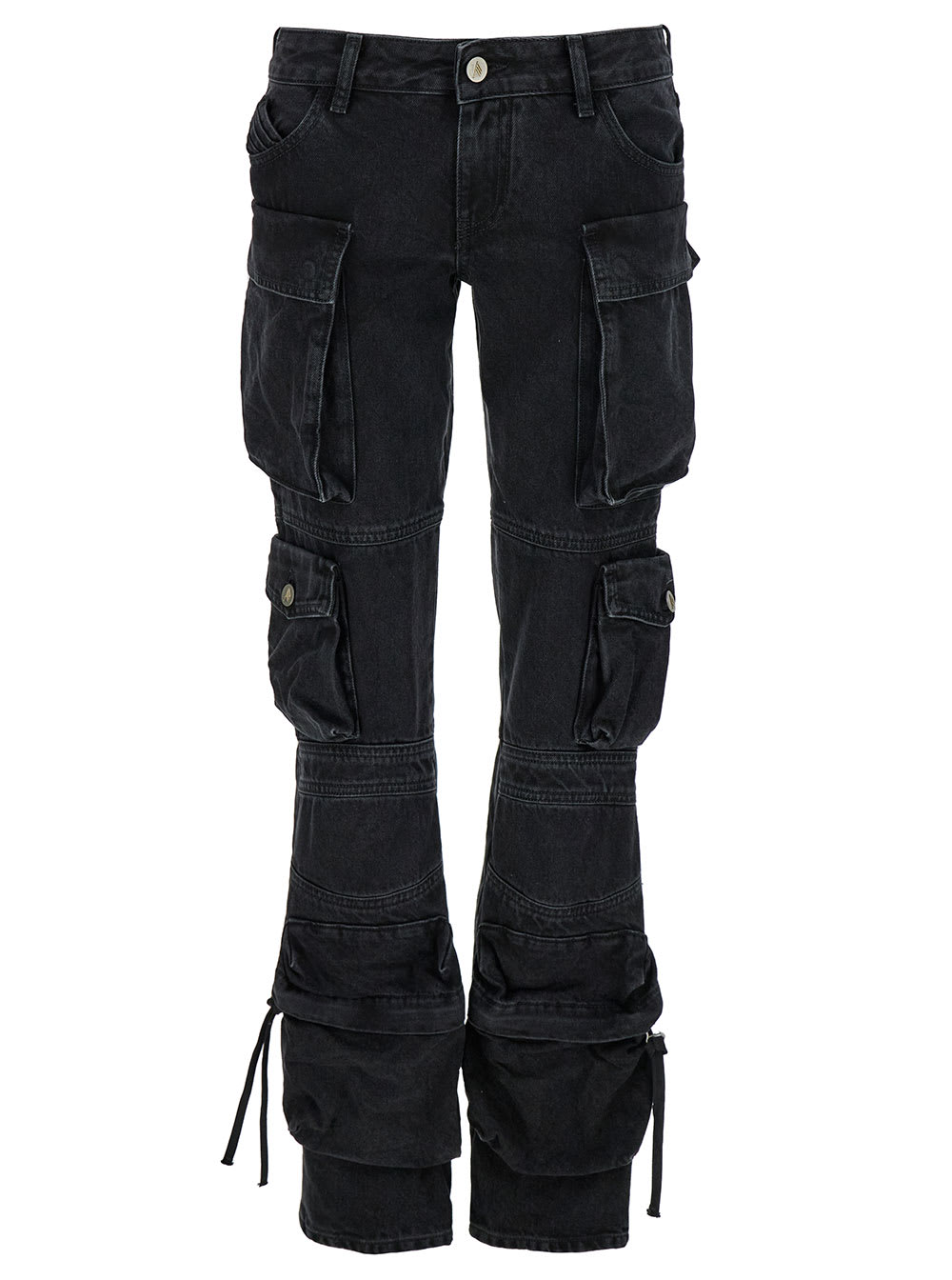 Shop Attico Essie Black Fitted Jeans With Cargo Pockets In Denim Woman