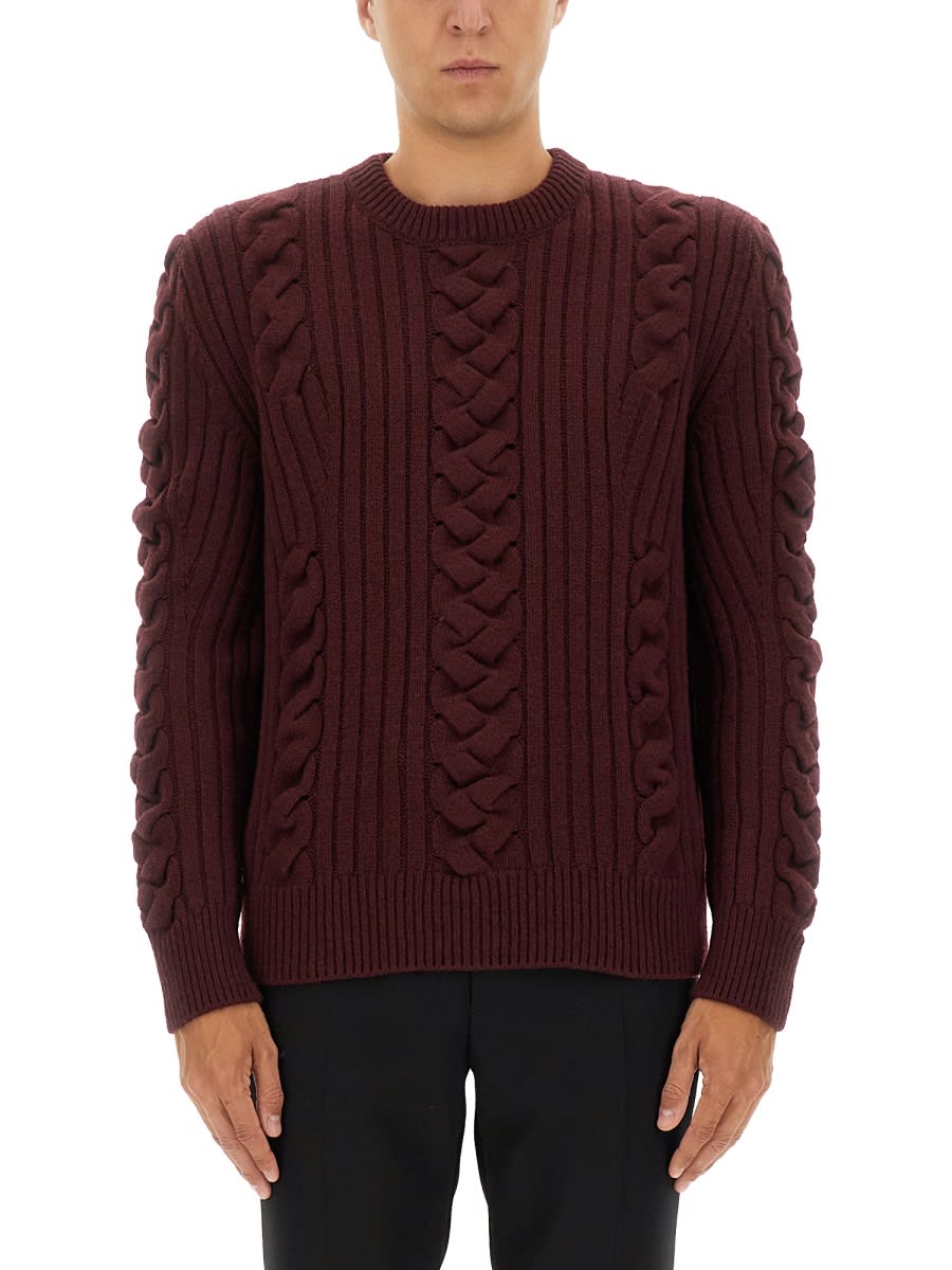 Alexander Mcqueen Wool Sweater In Burgundy