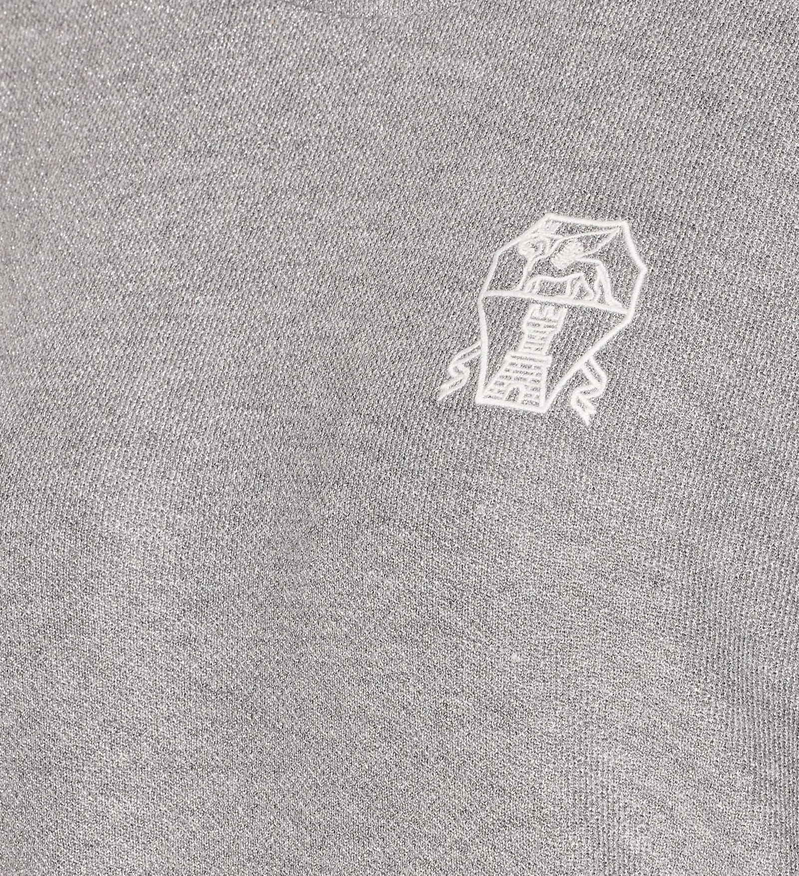 Brunello Cucinelli Grey Embroidered Logo Sweatshirt In Gray