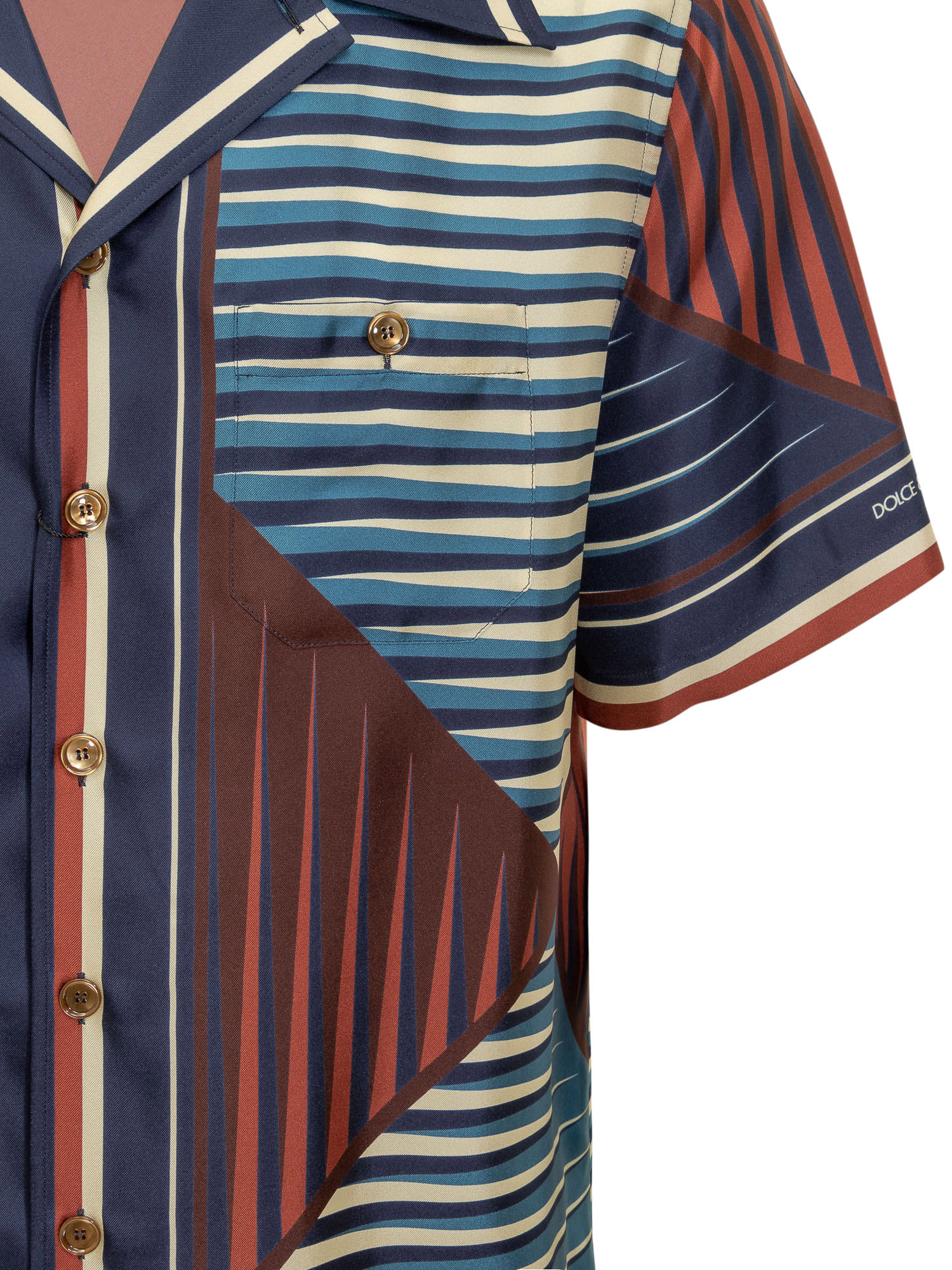Shop Dolce & Gabbana Silk Geometric Shirt In Fantasia