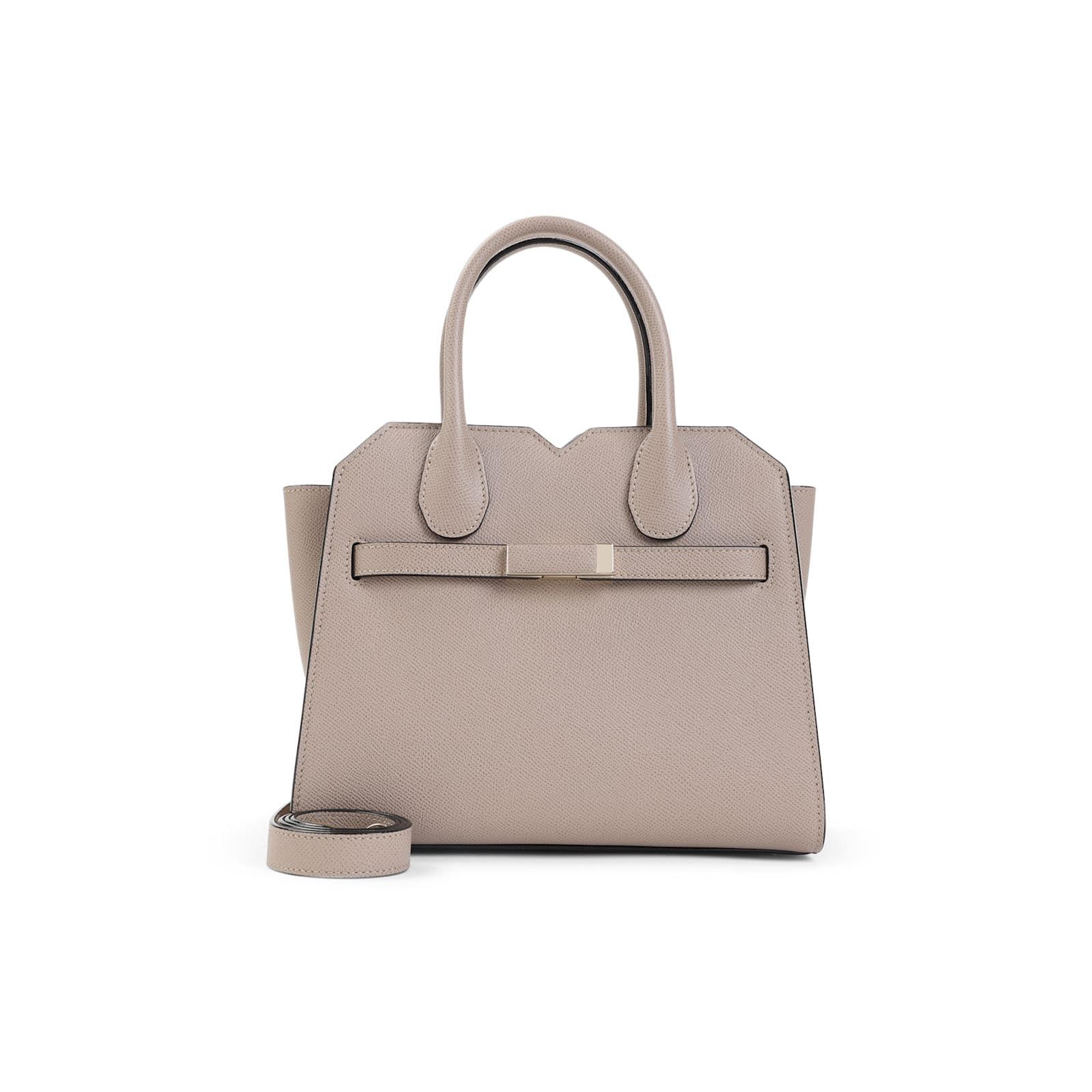 Valextra Structured Sahara Leather Shoulder Bag In Gray