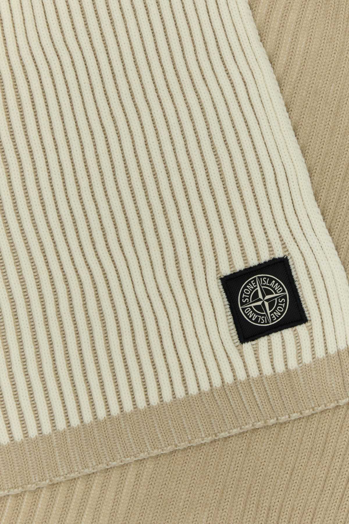 Shop Stone Island Two Tone Wool Scarf In Natural