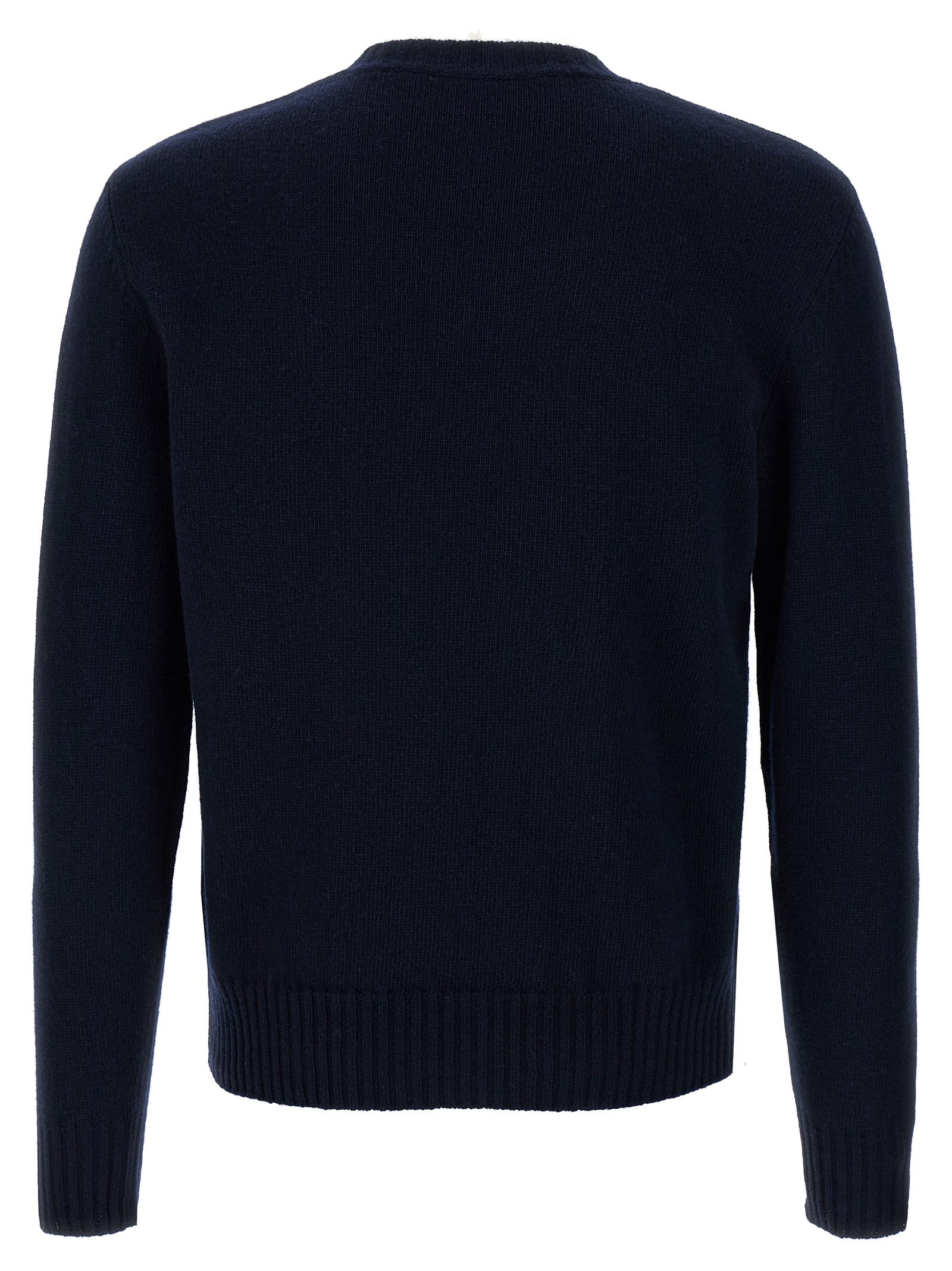 Valentino Logo-embroidered Wool Sweater In Blue