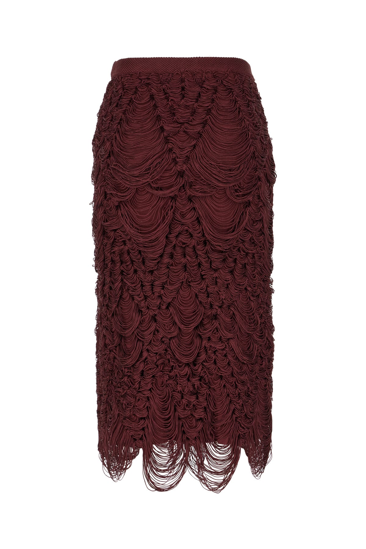 FERRAGAMO BURGUNDY STRETCH SILK BLEND SKIRT 