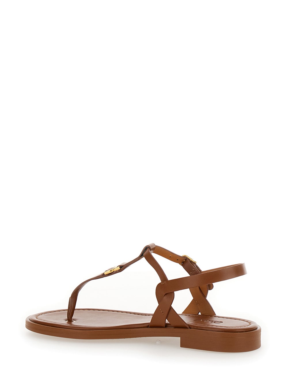Shop Chloé Marcie Brown Flat Thongs Sandals In Leather Woman In Caramello