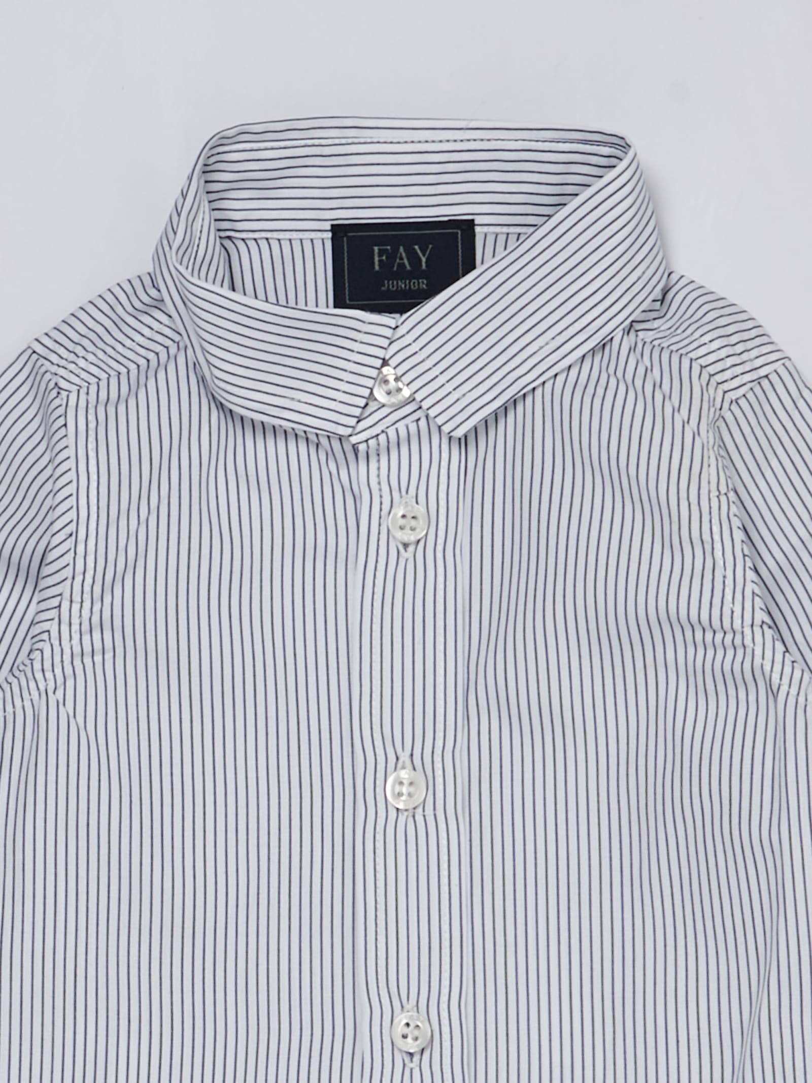Shop Fay Shirt Shirt In Riga Bianco-blu