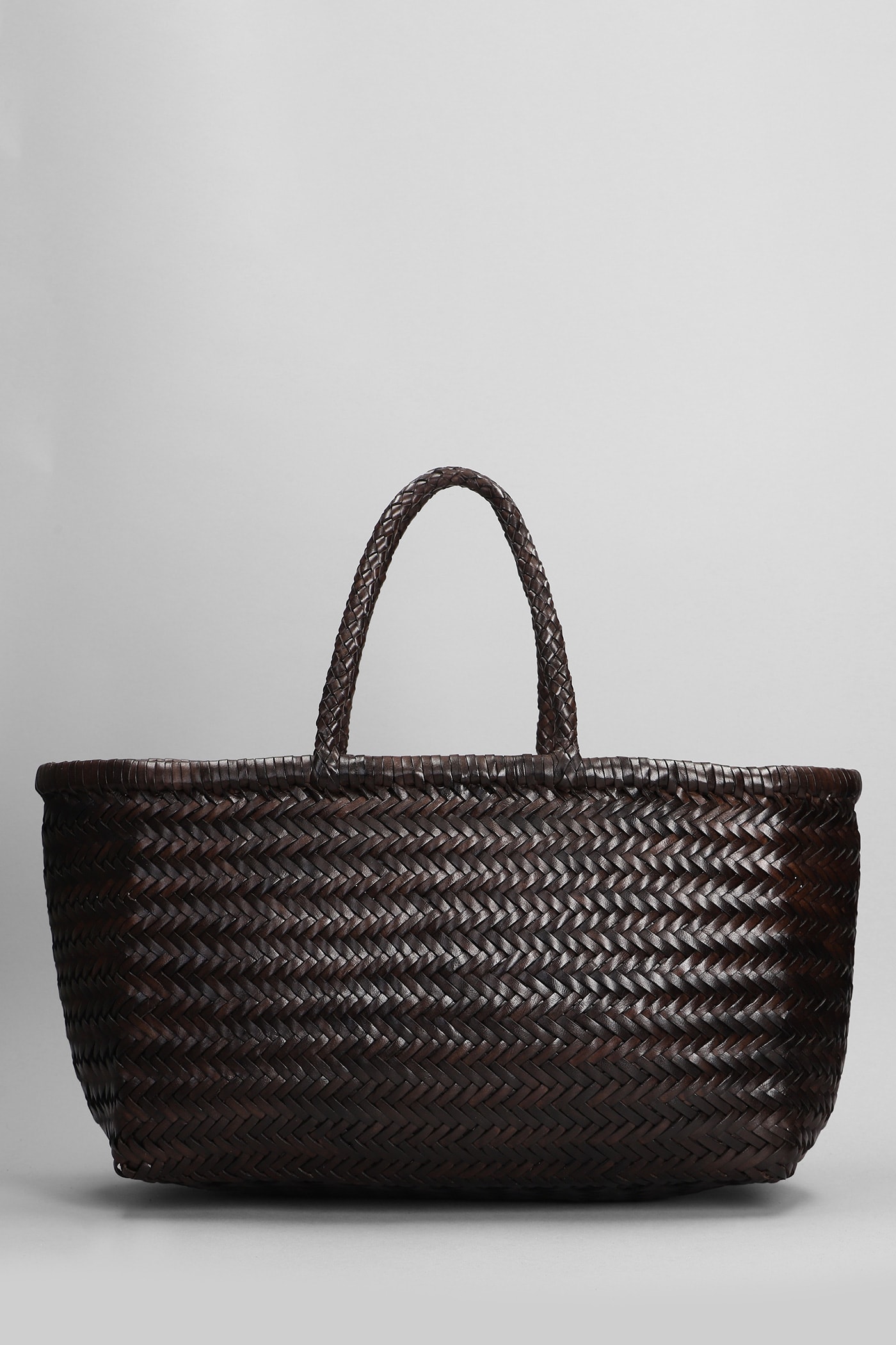 Bamboo Triple Jump Tote In Brown Leather