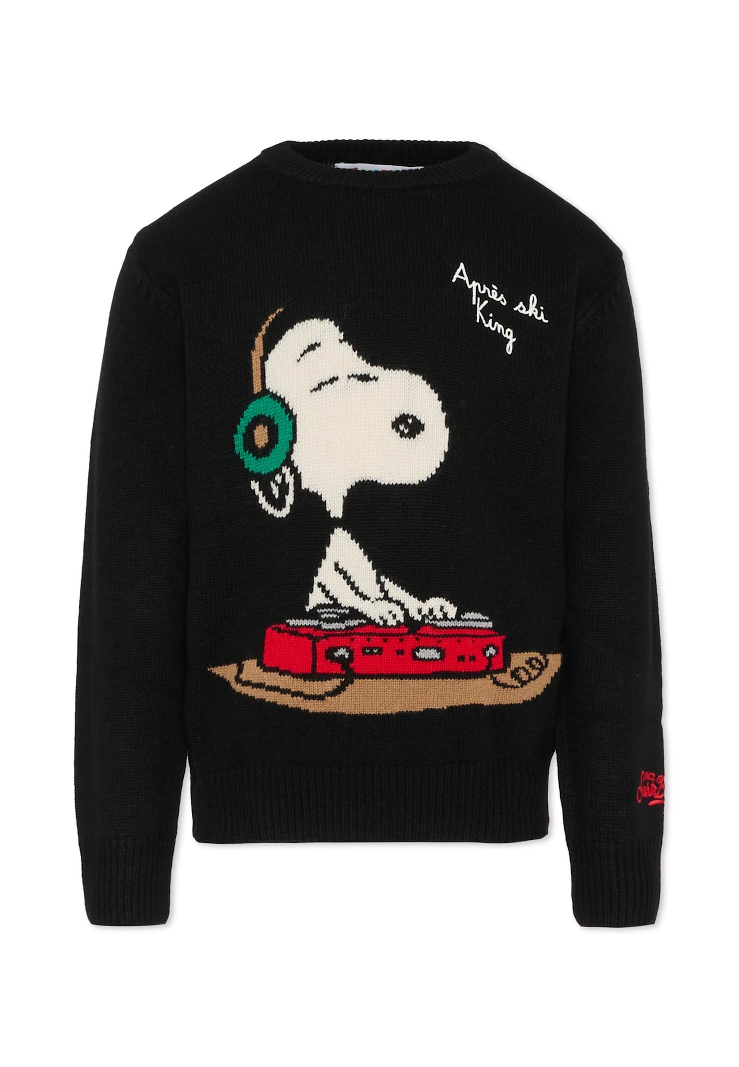 Mc2 Saint Barth Black Sweater For Boy With Snoopy In Black