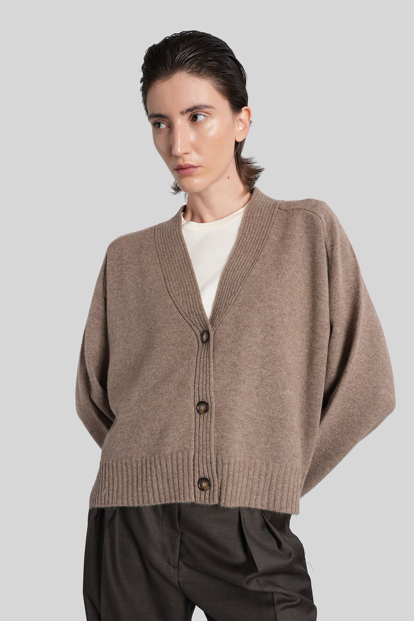 Loulou Studio Kaia Lds Cardigan In Taupe Cashmere In Brown