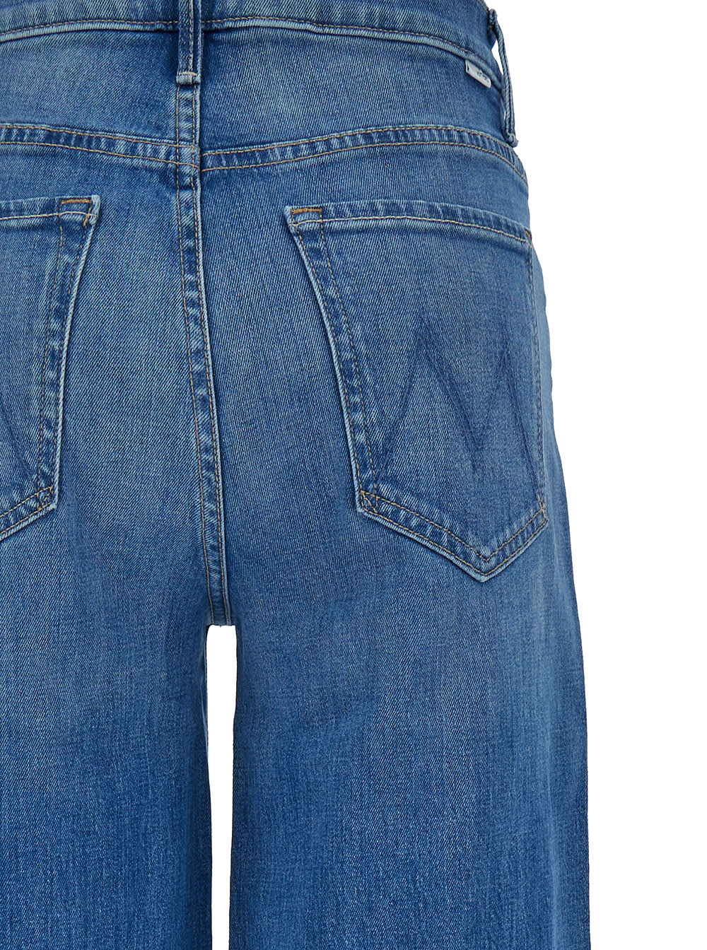 Shop Mother The Undercover Light Blue Wide Jeans With Branded Button In Cotton Denim Man