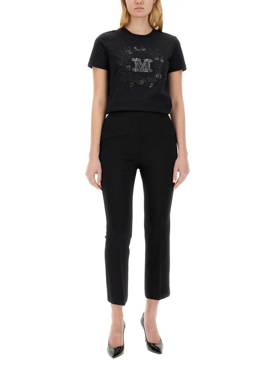 Shop Max Mara High Waist Slim Fit Trousers In Black