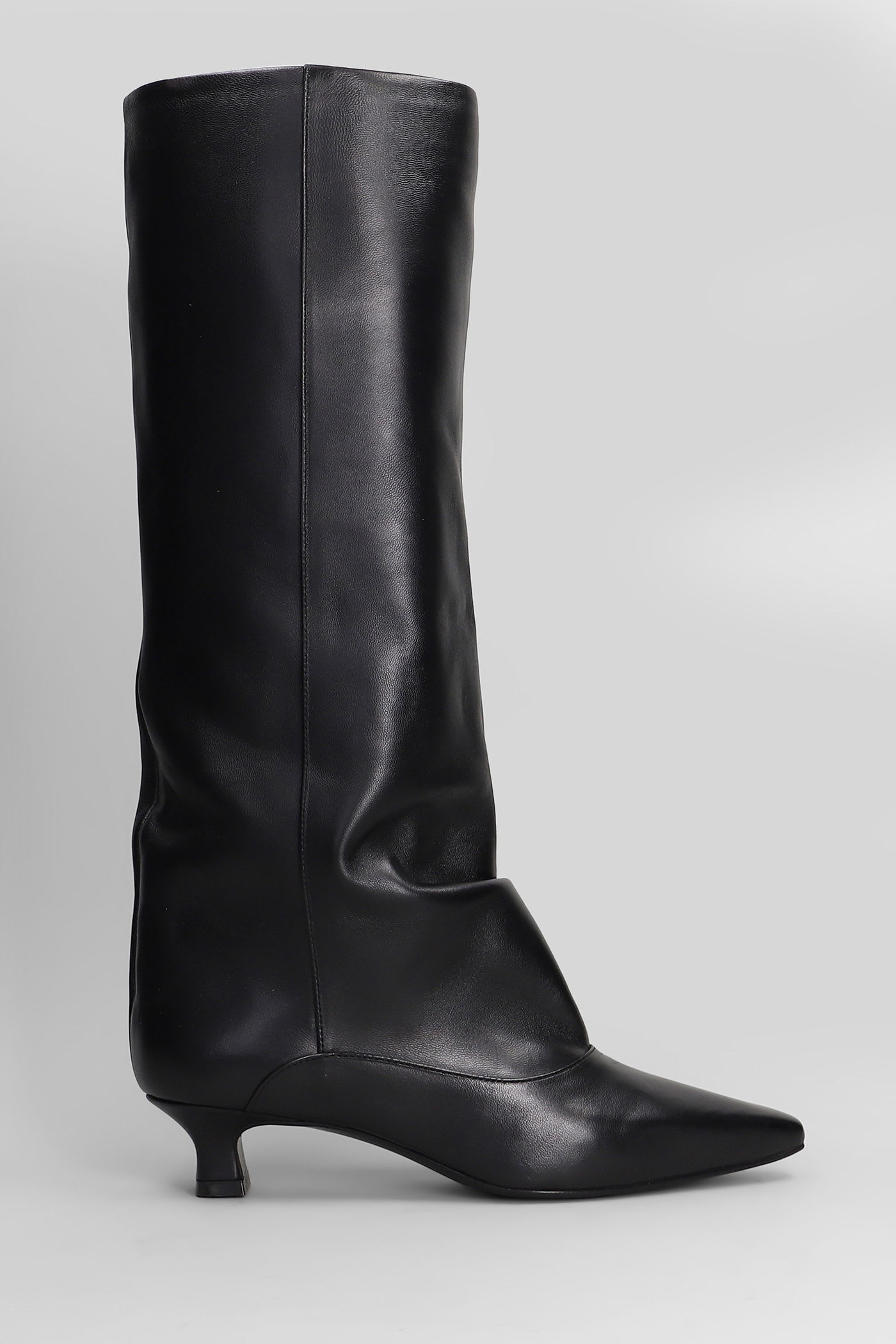 The Seller Low Heels Boots In Black Leather In Black