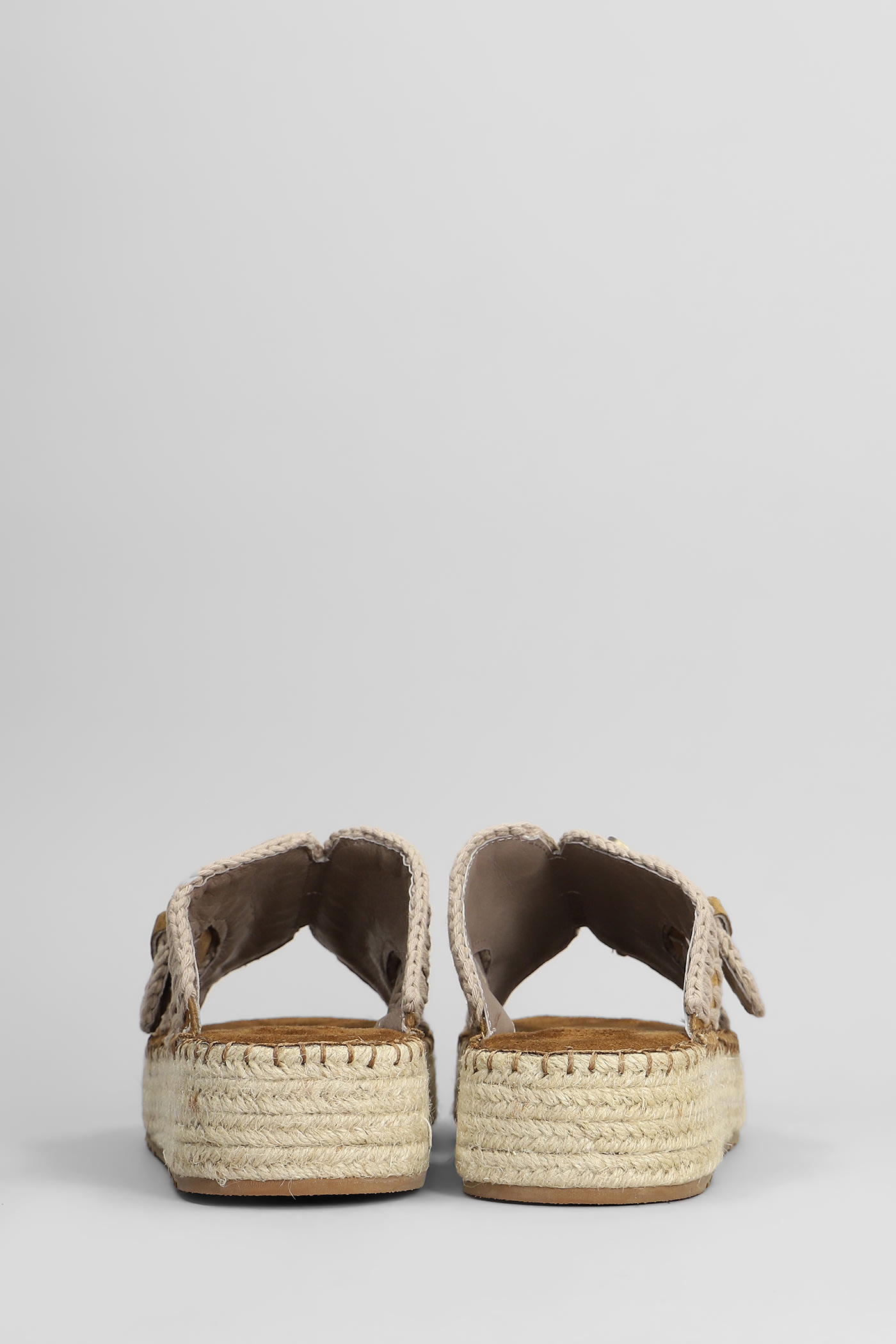 Mou Jute Sandal Sandals In Leather Color Suede In Leather Color