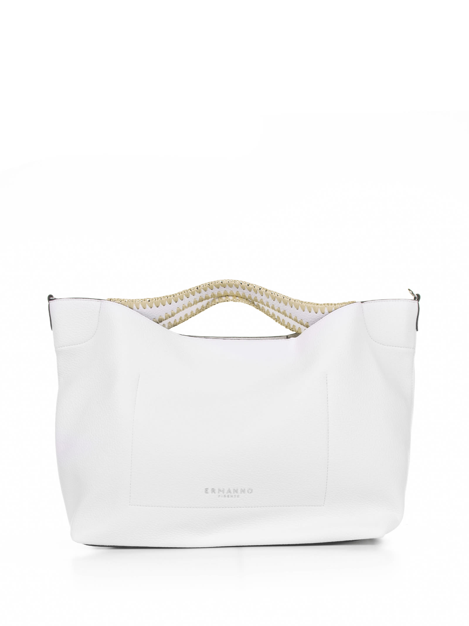 Shop Ermanno Scervino Rachele Large White Leather Handbag In Bianco
