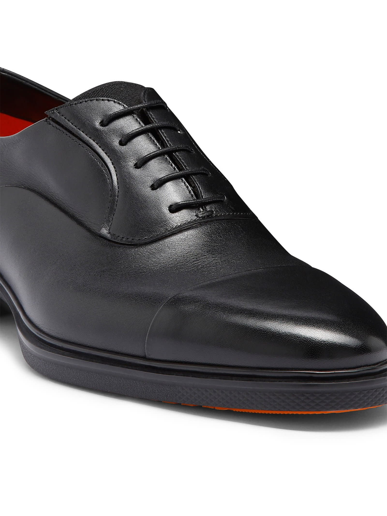 Shop Santoni Leather Oxford With Rubber Sole In Nero