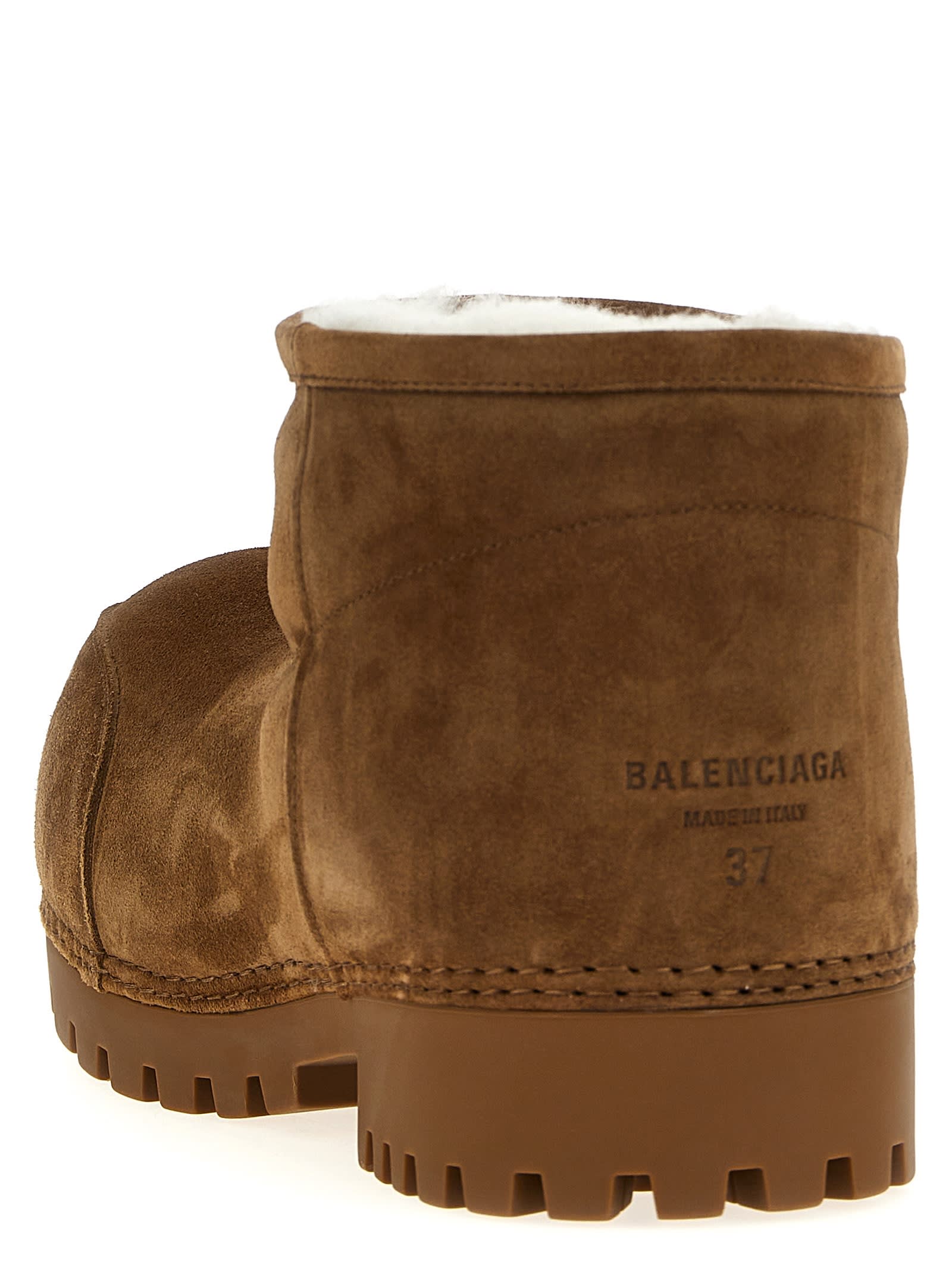 Shop Balenciaga Alaska Fur Boots In Brown