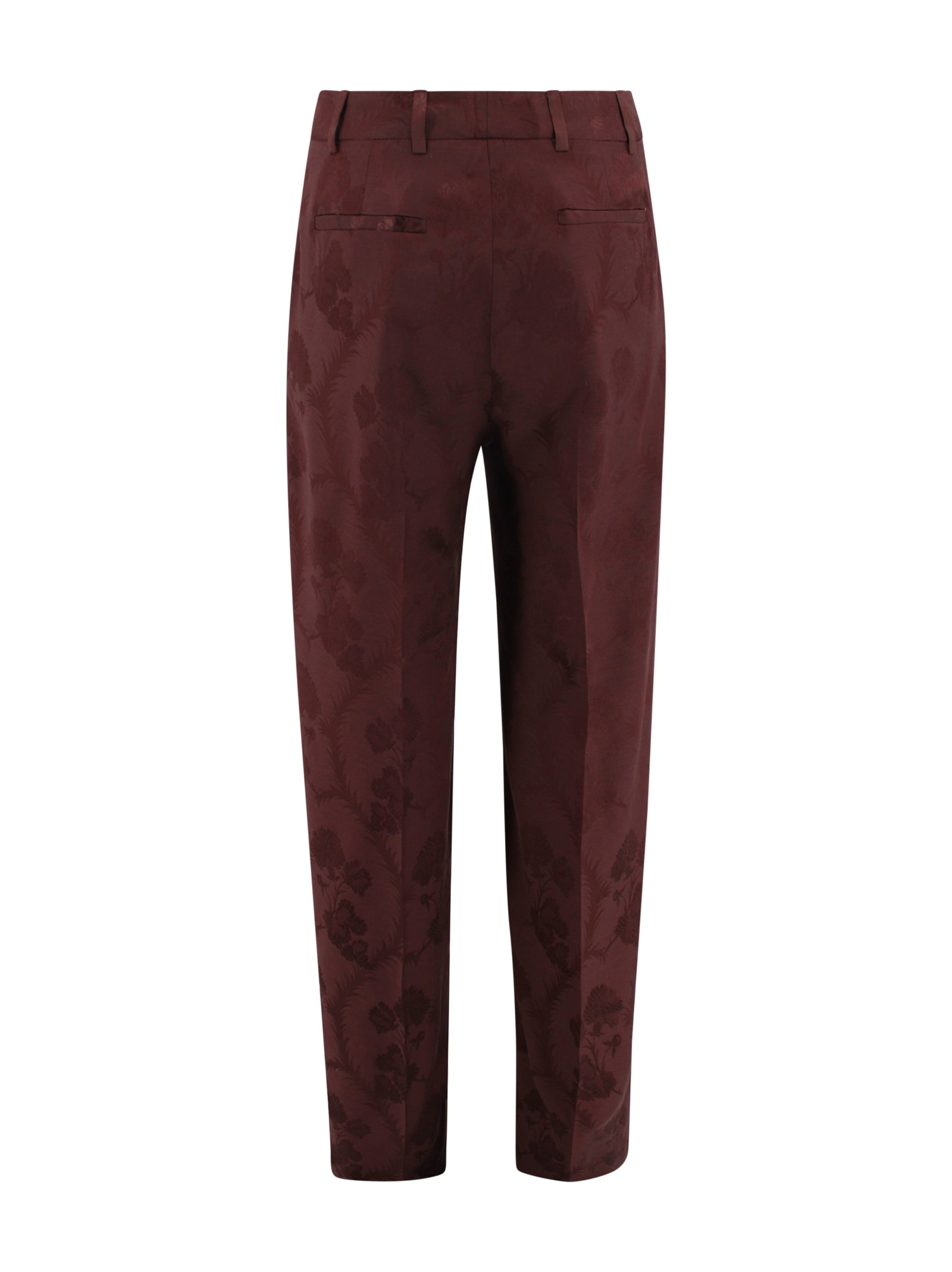 Etro Floral Pattern Trousers Featuring Pockets In Brown