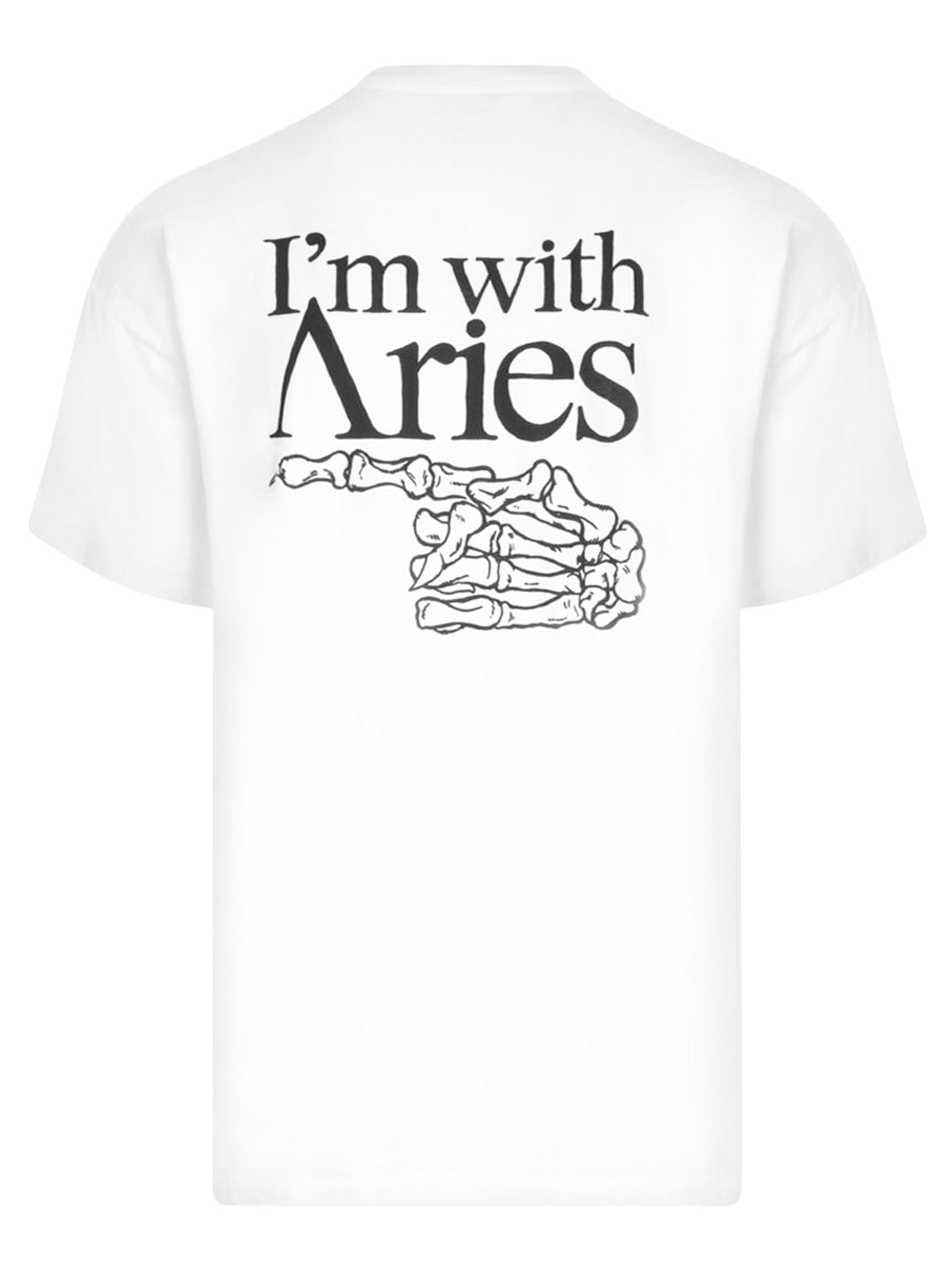 Shop Aries White Cotton T-shirt
