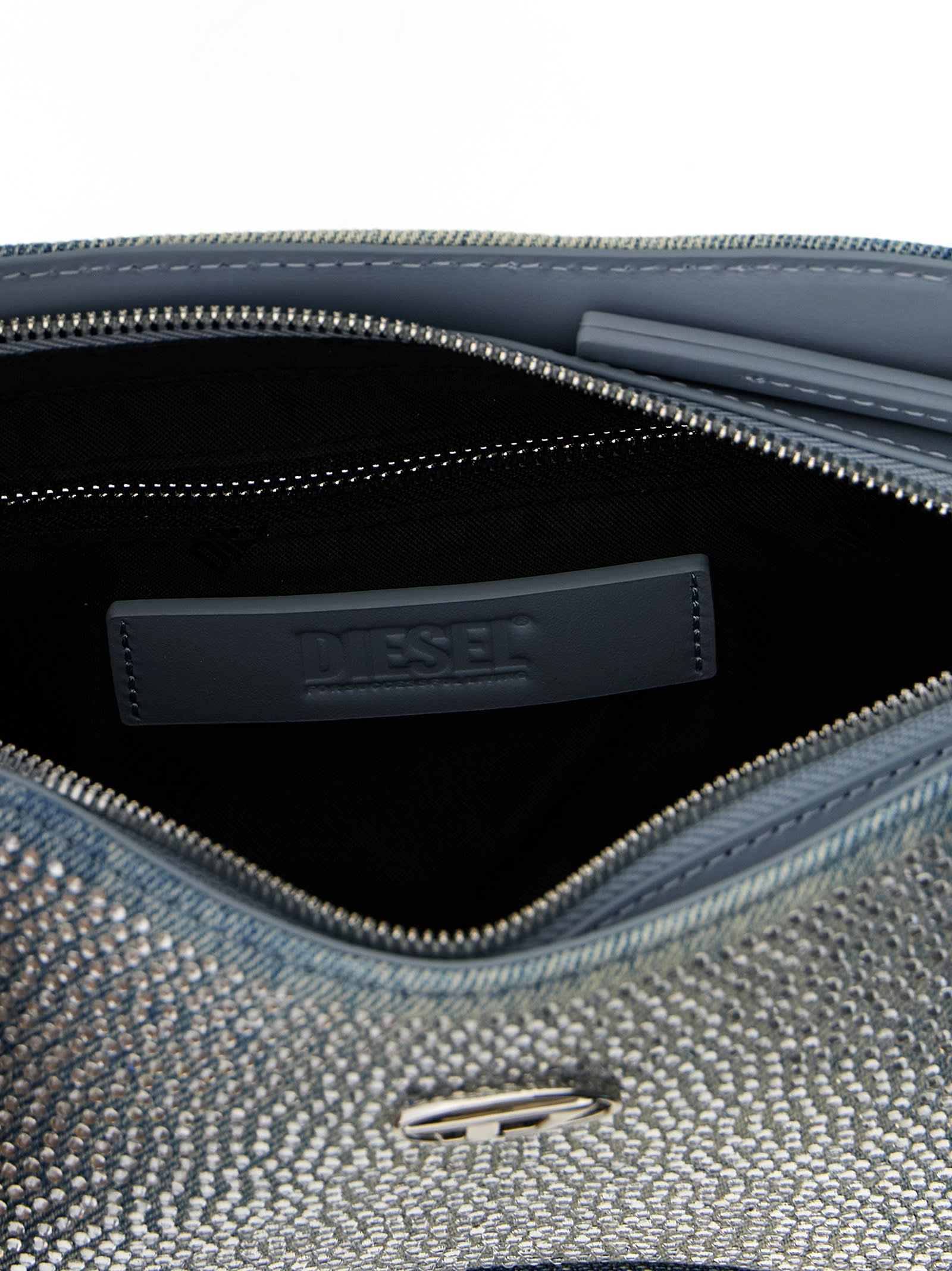 Diesel Rhinestone-embellished Shoulder Bag In Blue
