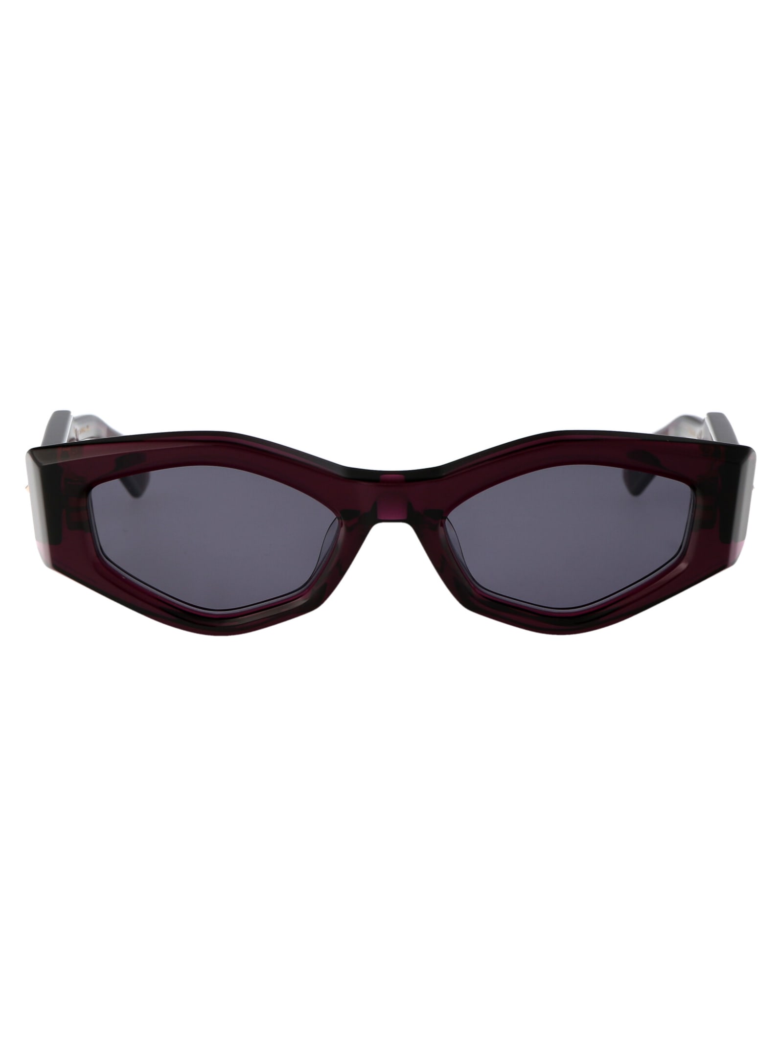 Shop Valentino V - Tre Sunglasses In 101b Pur - Gld