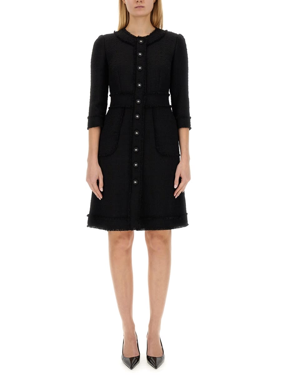 Shop Dolce & Gabbana Midi Dress Rachel In Black