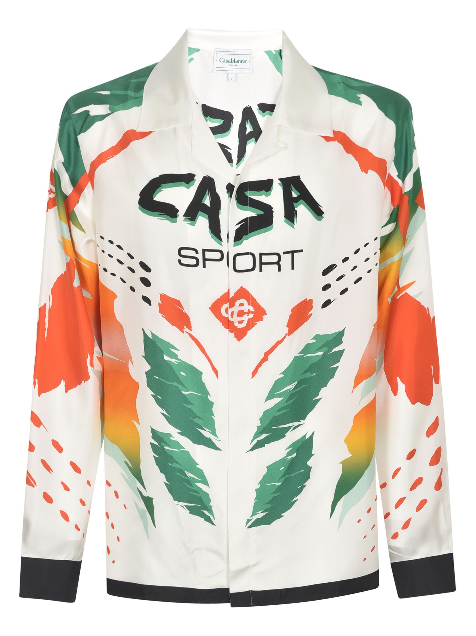 Shop Casablanca Sport Shirt In Sft Silk Monogram