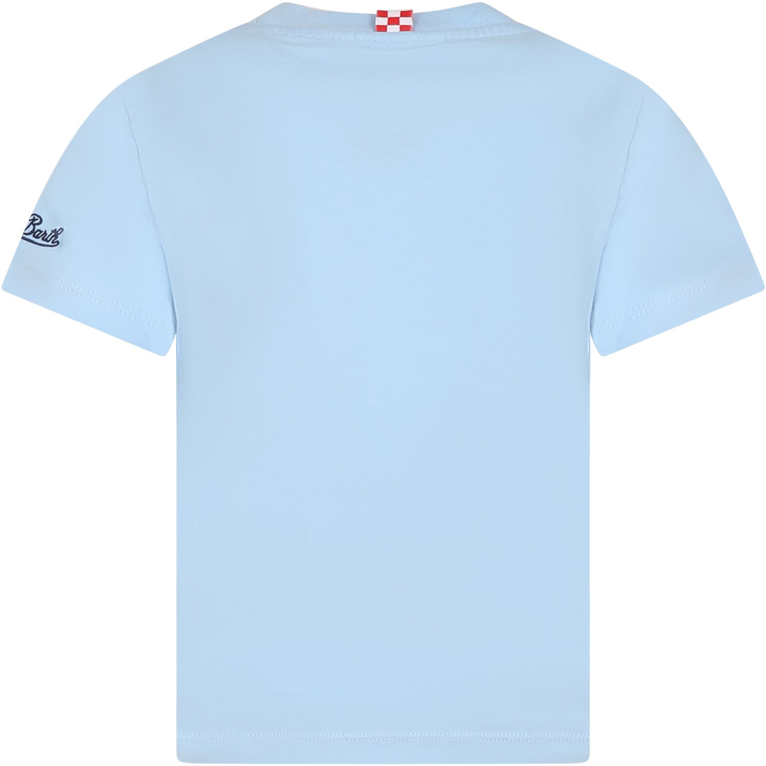 Shop Mc2 Saint Barth Light Blue Cotton T-shirt For Boy With Crocodile And Logo