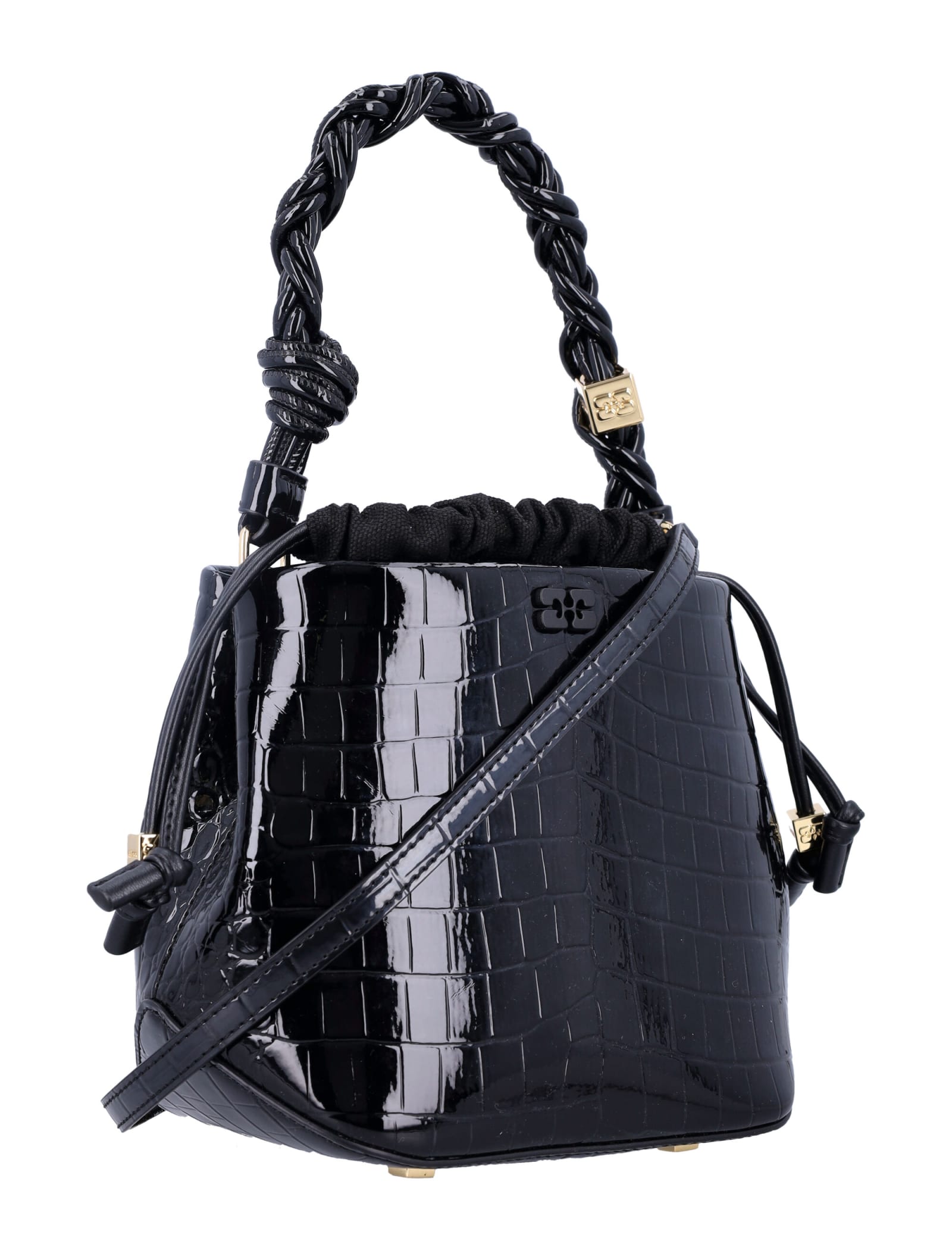 Shop Ganni Bou Bucket Bag In Black