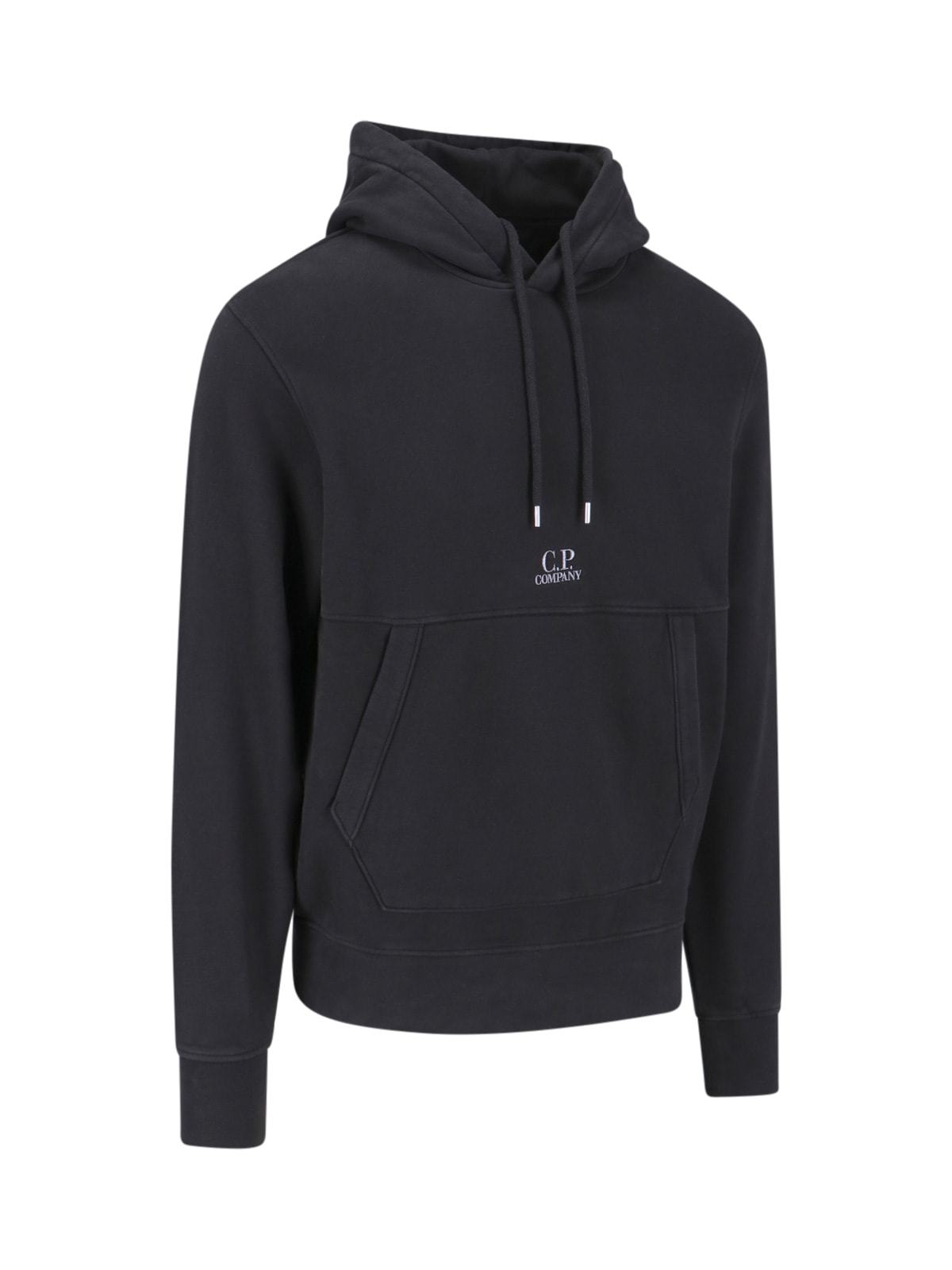 Shop C.p. Company Logo Hoodie In Black