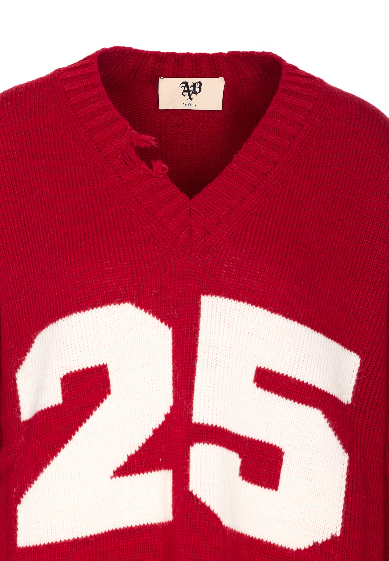 Aniye By Pull College Number-embellished Frayed Sweater In Red