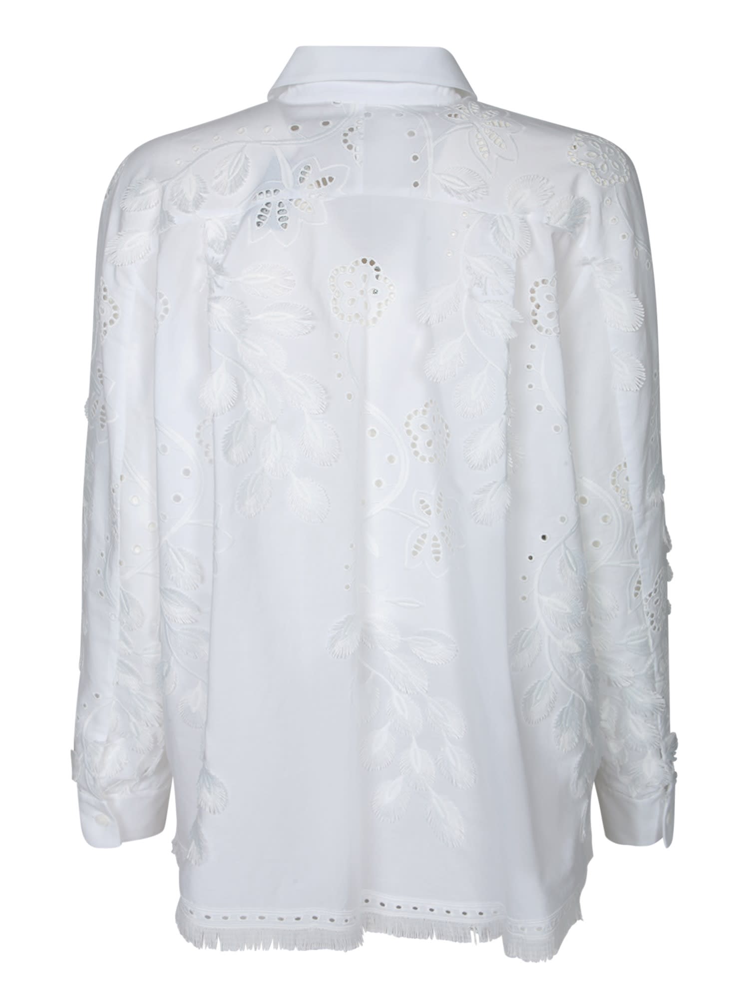 Alberta Ferretti Cut-out And Embroidery Detailed Shirt In Cotton Blend