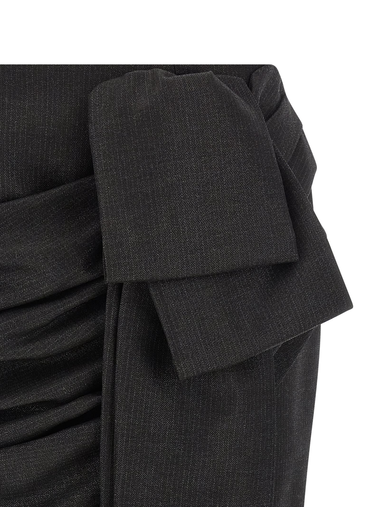 Pinko Asymmetric Hem Skirt Bow Detail In Black