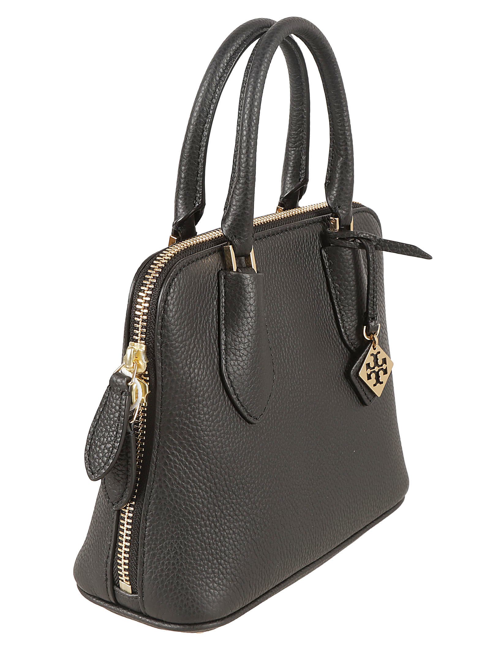 Shop Tory Burch Mini Pebbled Swing Shoulder Bag In Black