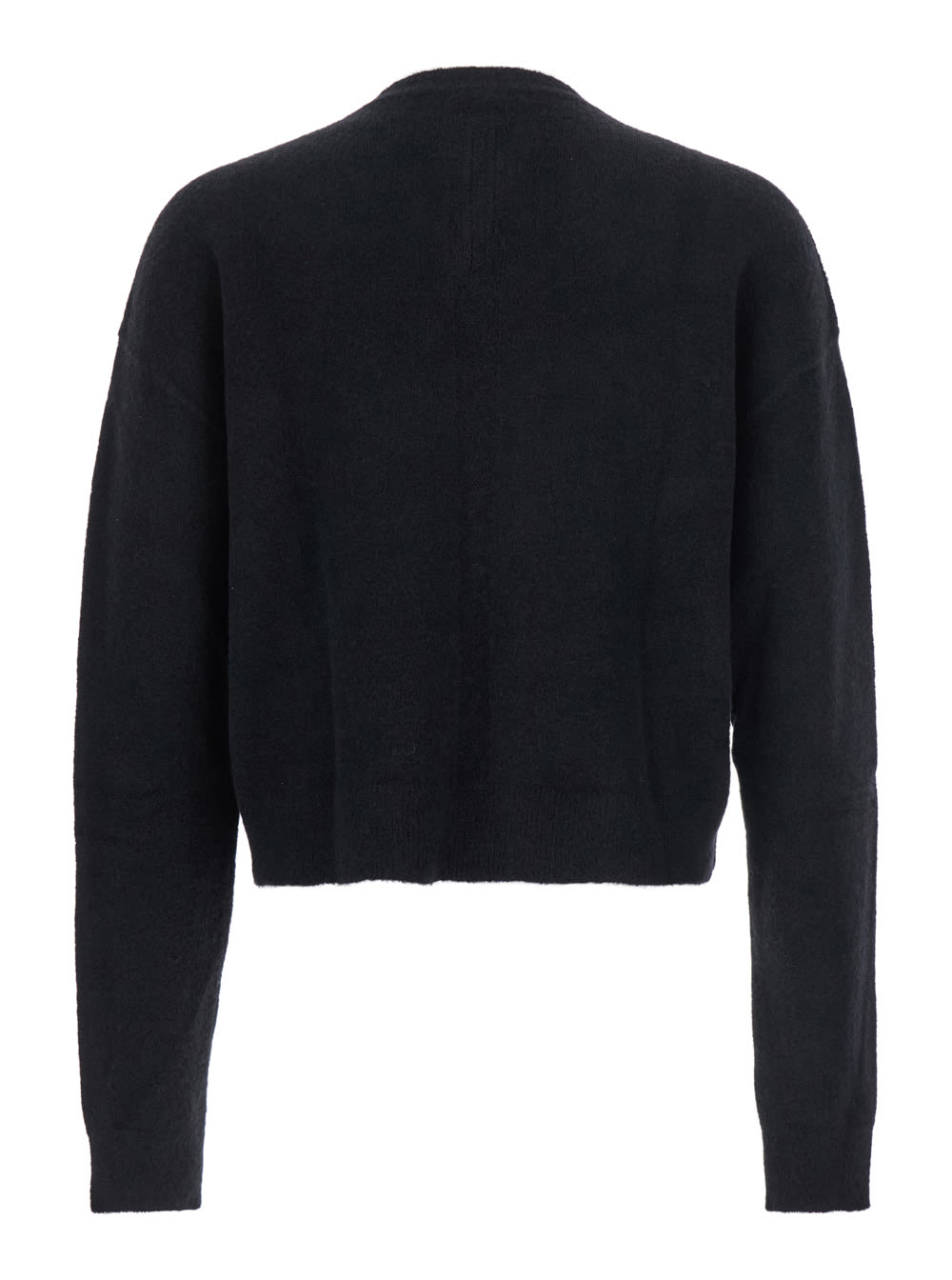 Rick Owens Black Sweater With V Neck And Dropped Shoulders In Wool Blend Man In Black