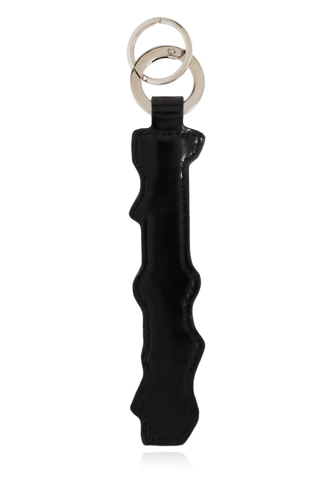 Palm Angels Logo-embossed Key Ring In Black/white