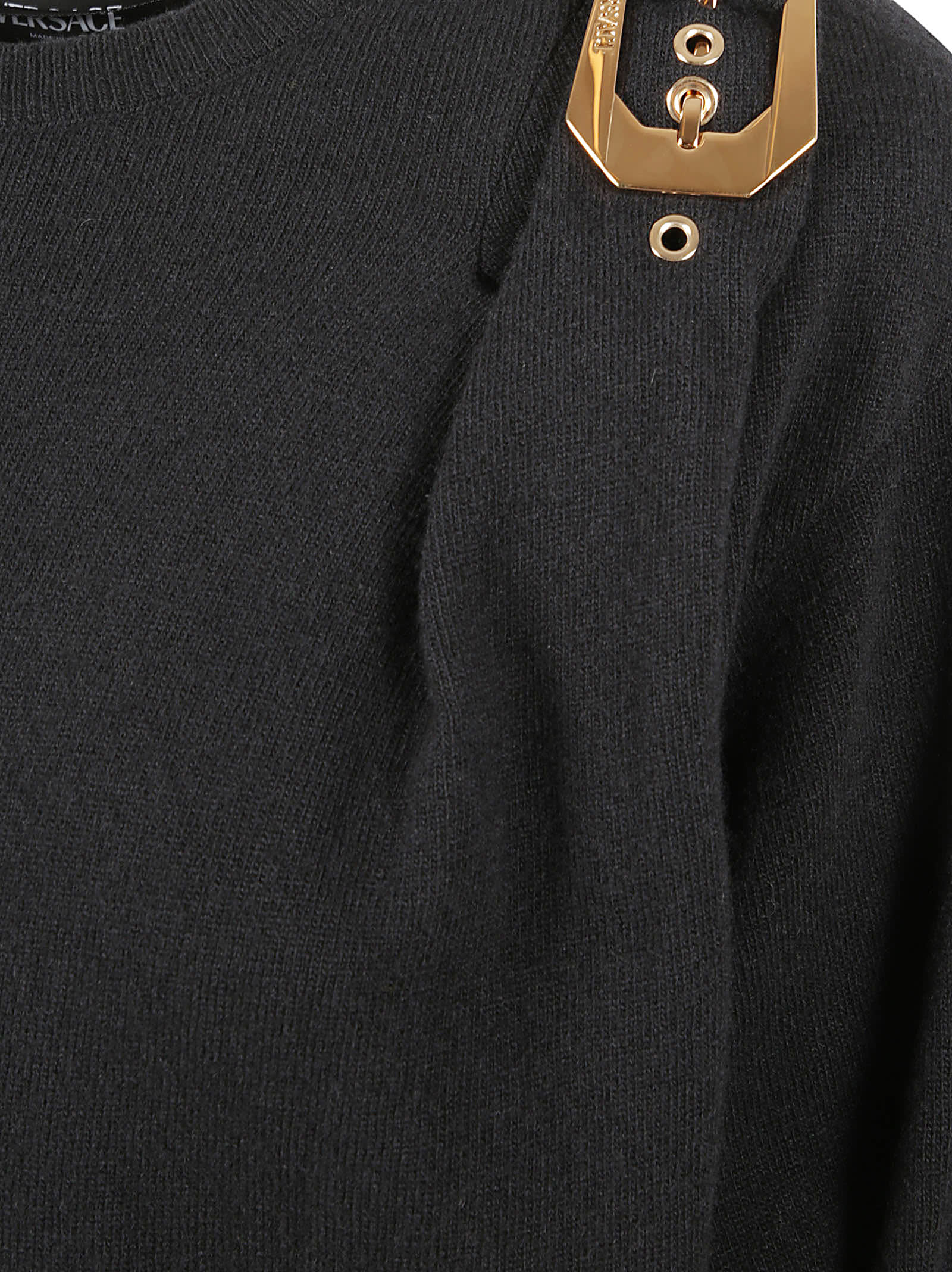 Versace Draped Wool Sweater In Black